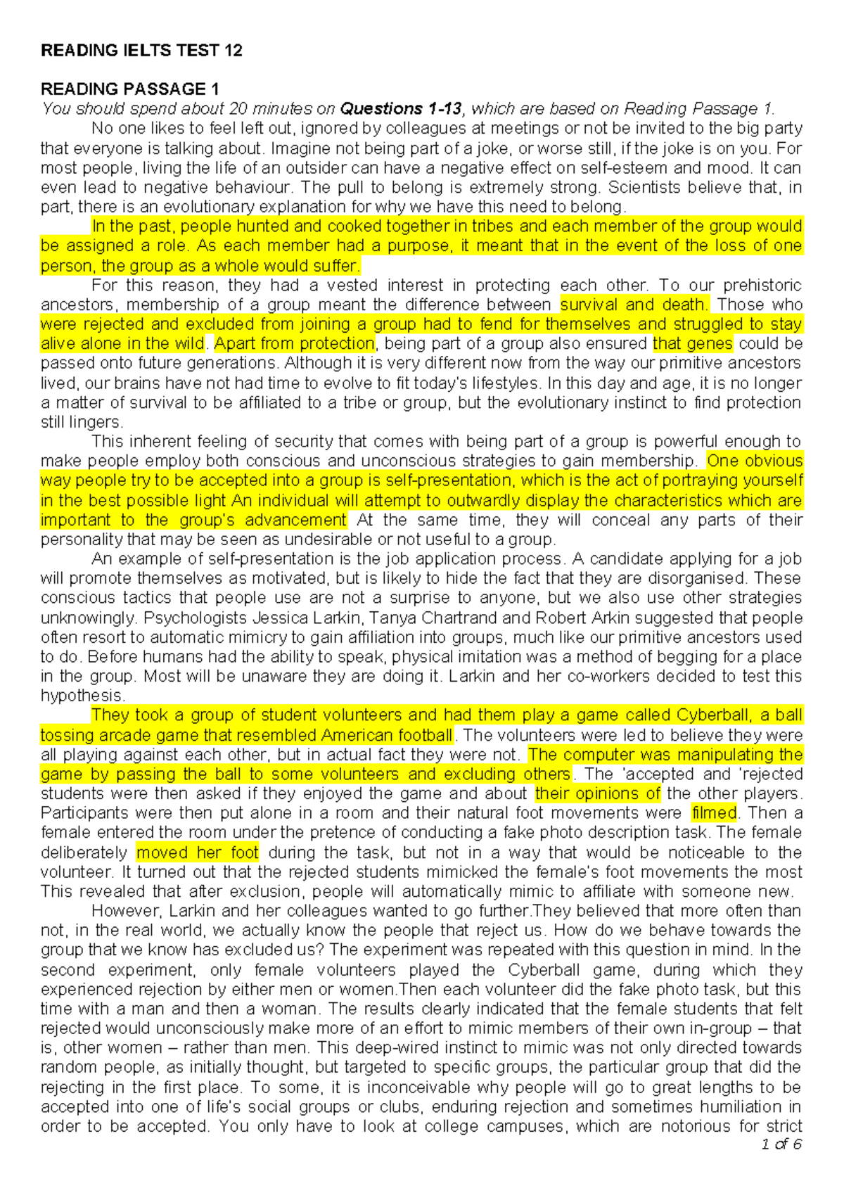 READING IELTS TEST 12: PASSAGE 1 ANALYSIS AND QUESTIONS - Studocu