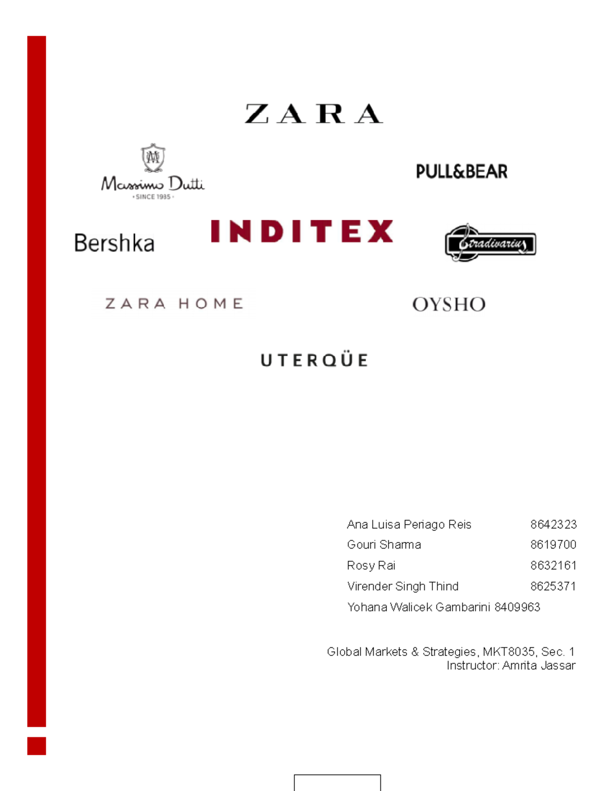 Final Project Analysis of Inditex - MKT8035 Sec. Global Markets - Studocu