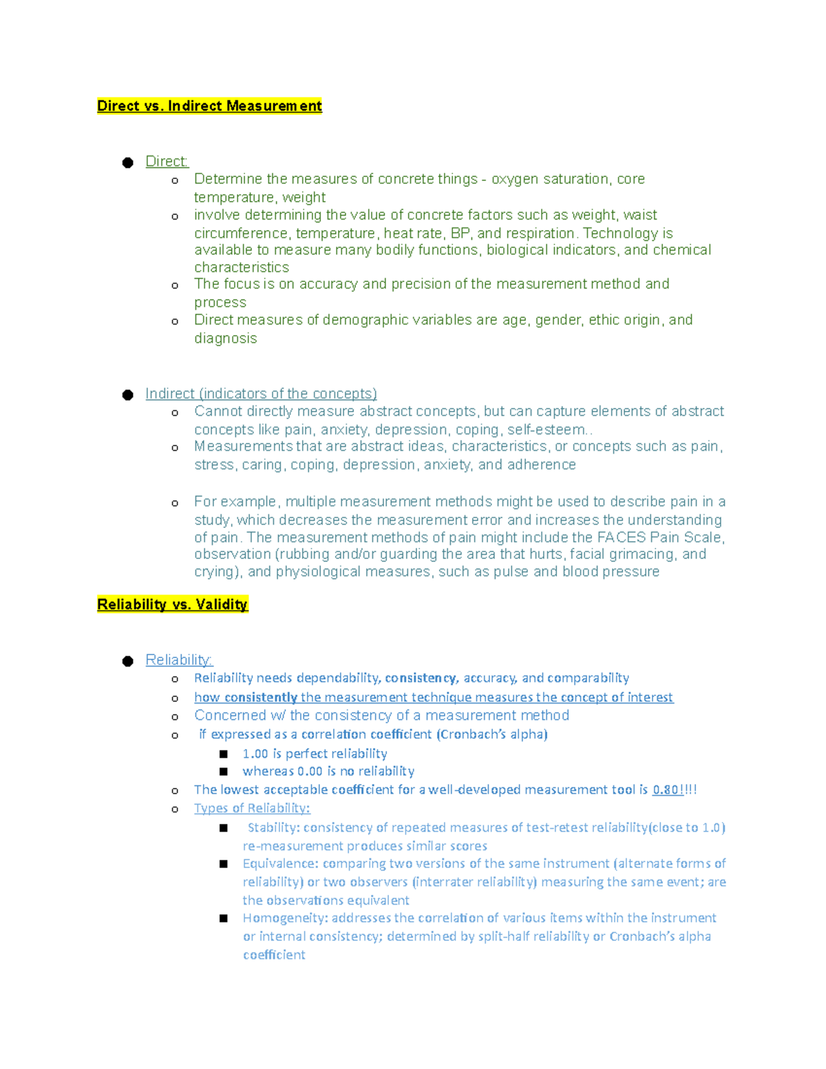 EBP-Direct vs. Indirect Measurement: Reliability, Validity \u0026 Errors -  Studocu, image size:1200x1553