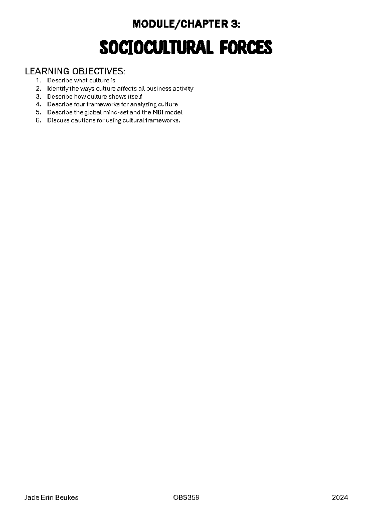 Unit 4 - Chapter 3: Analyzing Sociocultural Forces in Business - Studocu