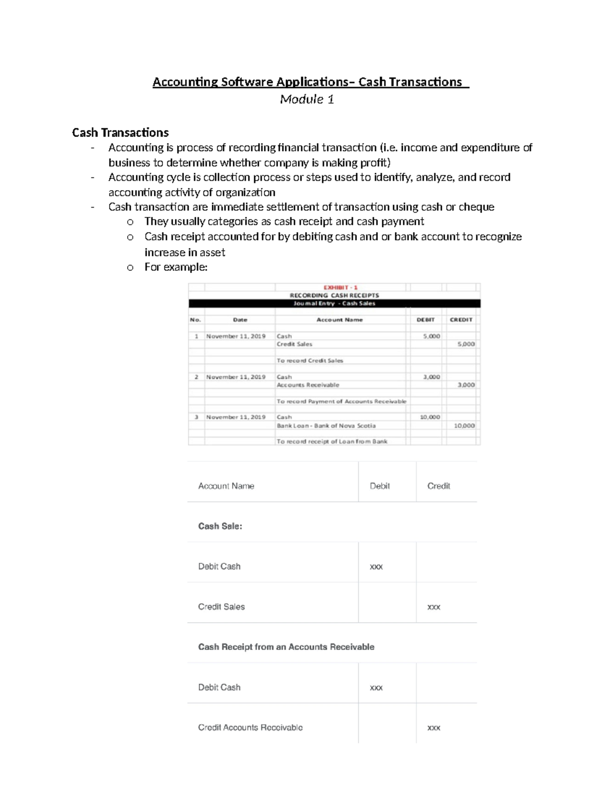 Accounting Software Lecture - Accounting Software Applications– Cash ...