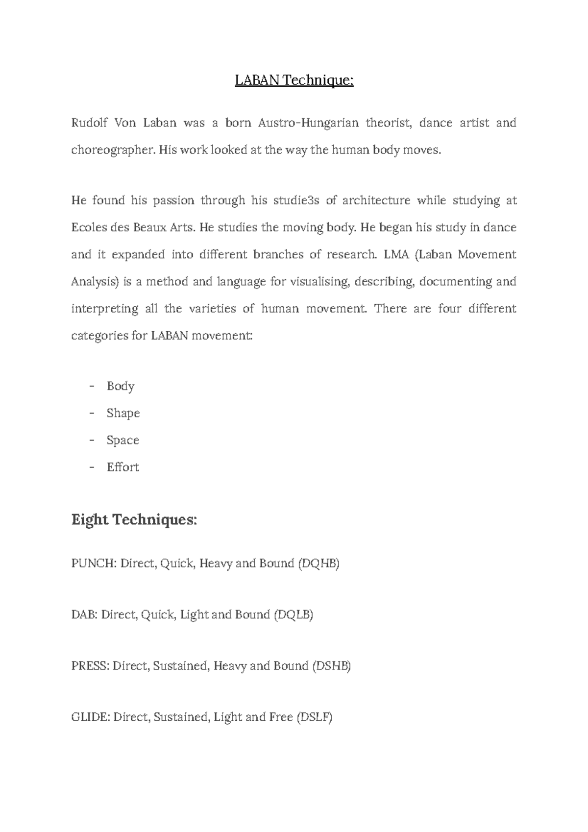 LABAN Technique Overview: Understanding Movement Categories and Methods ...