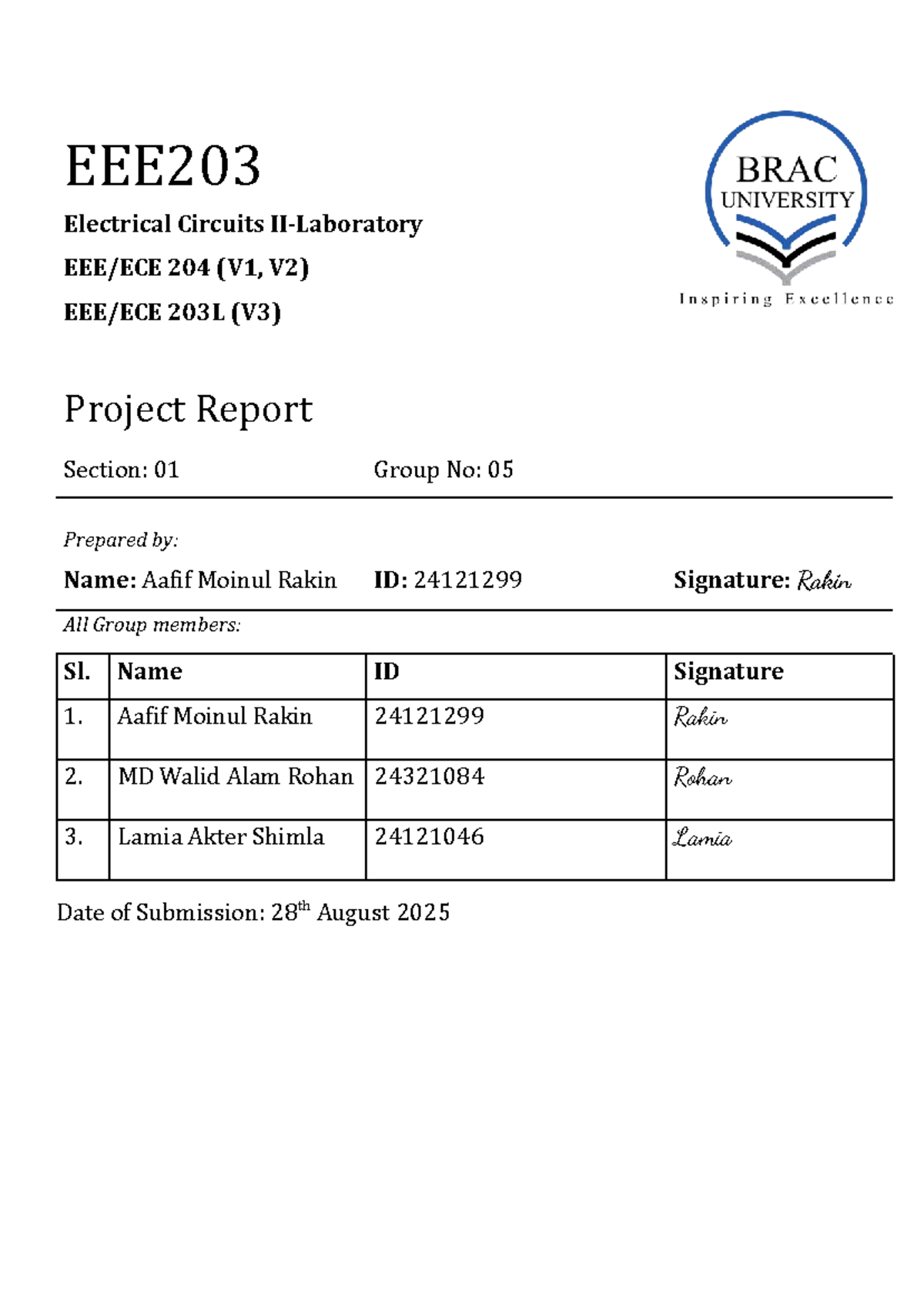 Electrical Circuits 204 (EEE203) Project Report: Passive Filter ...