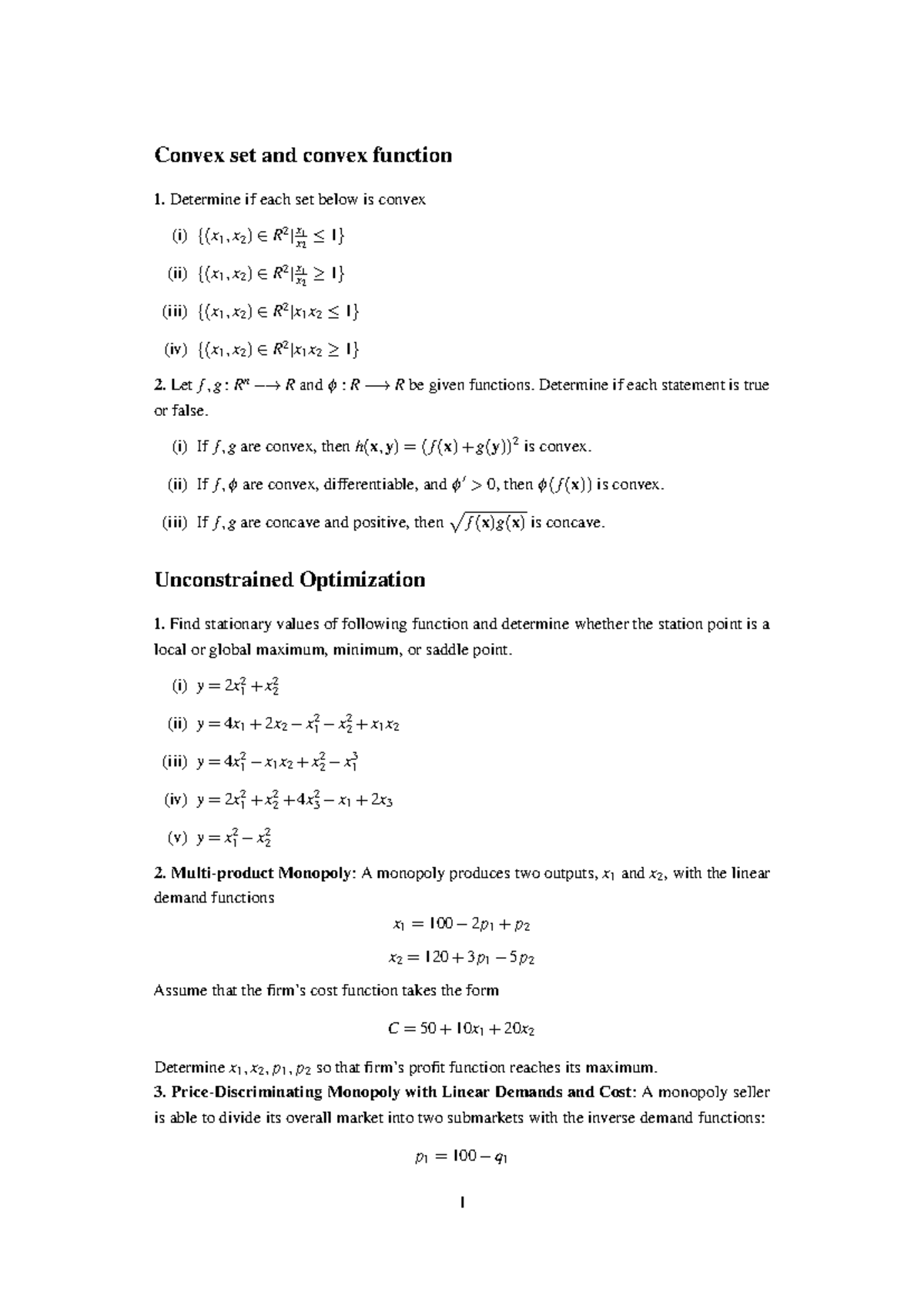 Exercises Part 1 - Tutorial practices for Optimization - Convex set and ...