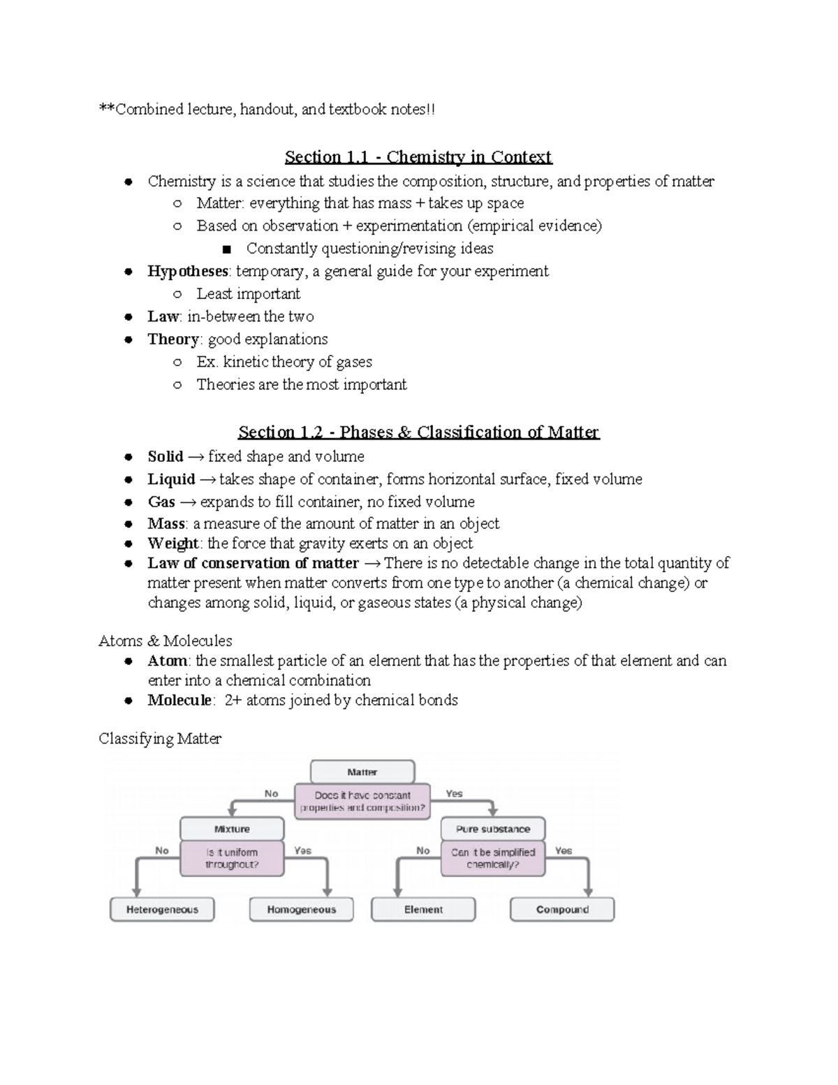 CHEM 101 Lecture Notes: Chapter 1 - Essential Chemistry Concepts - Studocu