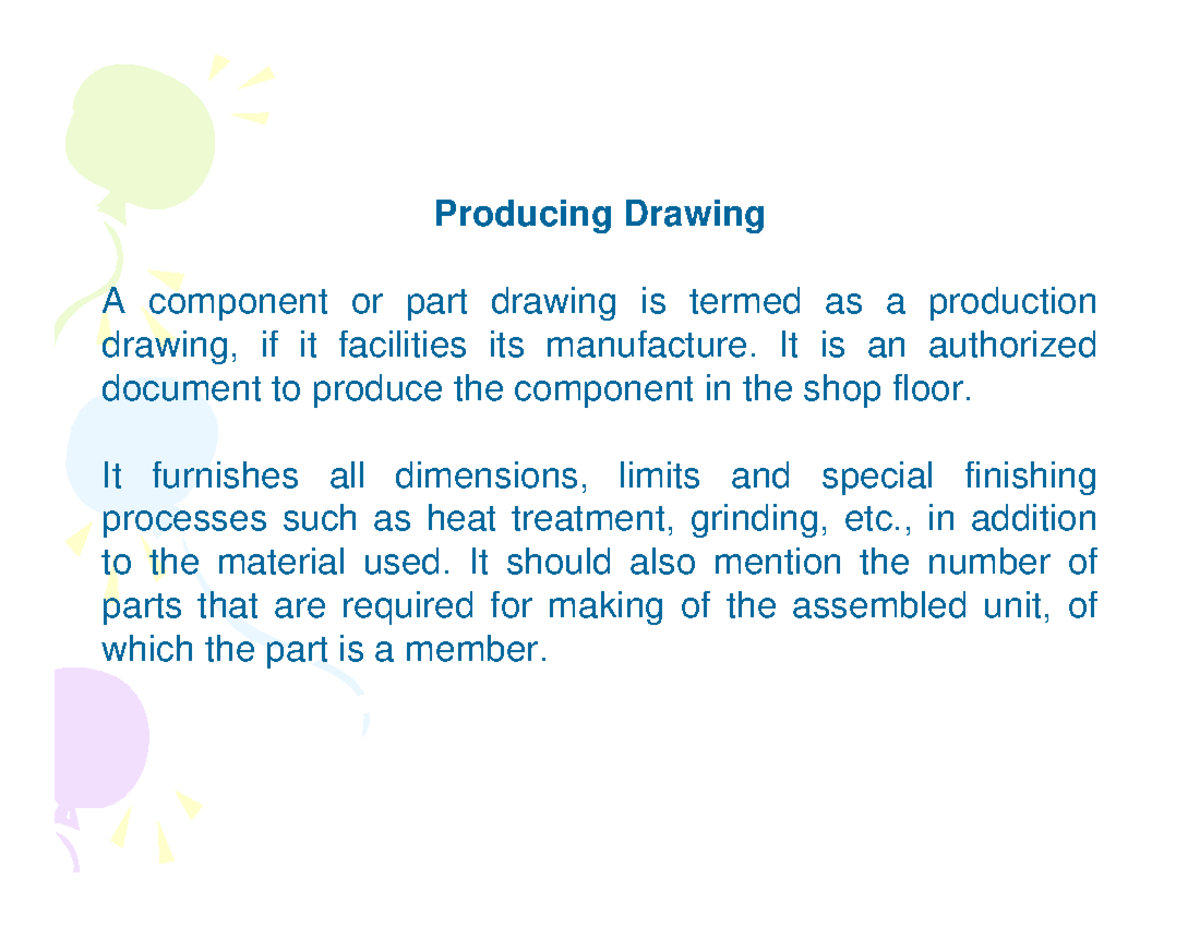 Production Drawing Overview and Guidelines - jhiuguy - Studocu
