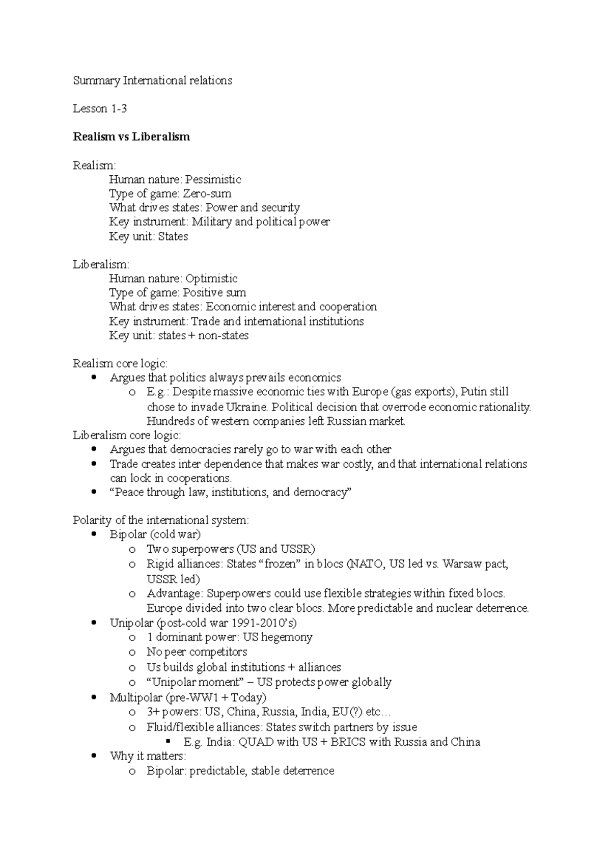 IR Midterm: China and International Relations - Realism vs Liberalism ...