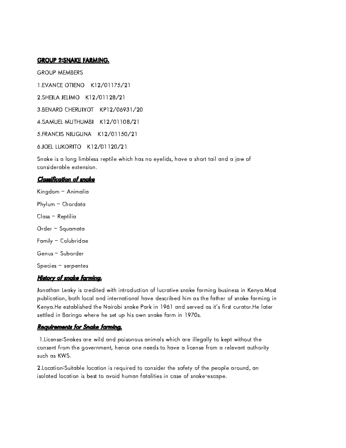 SNAKE FARMING: A Comprehensive Guide for Group 2 Members - Studocu