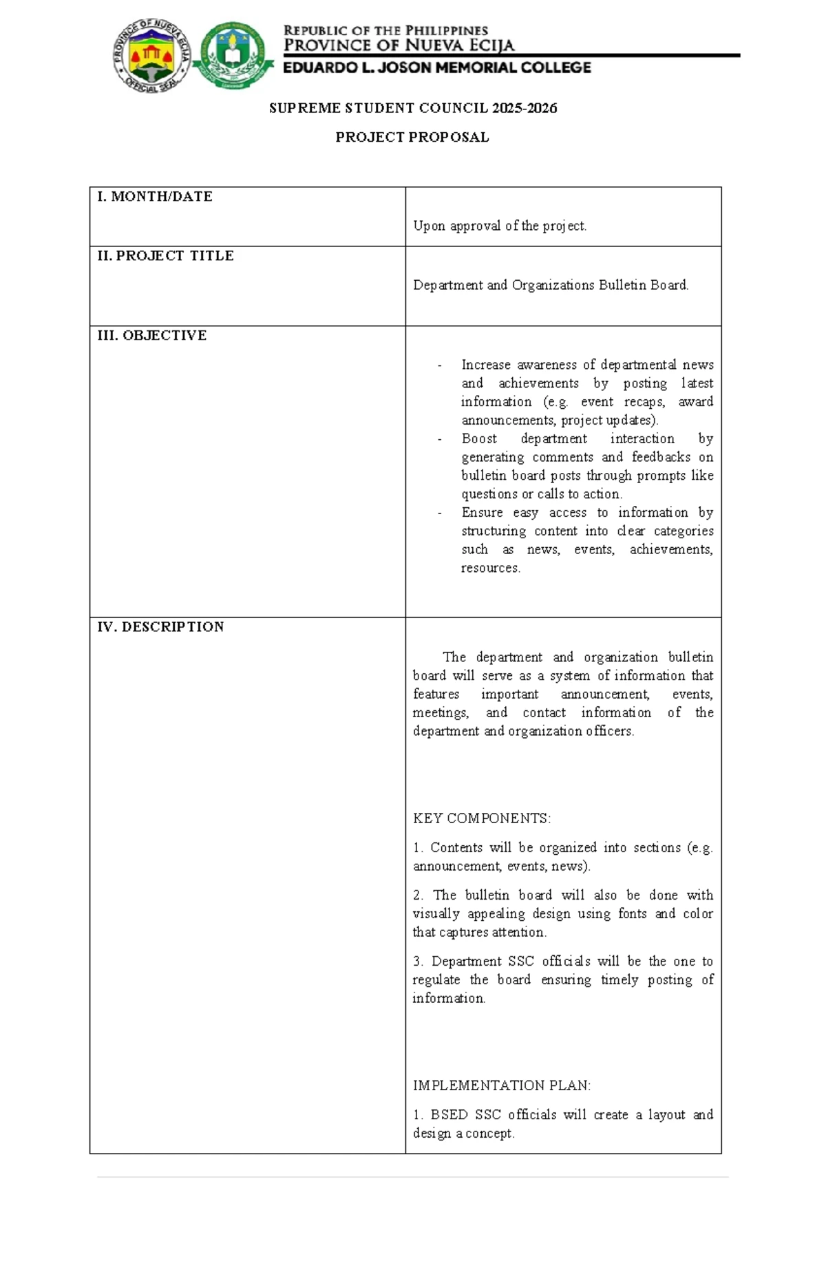 BSED SSC Project Proposal: Signages for Facilities & Rules - Studocu