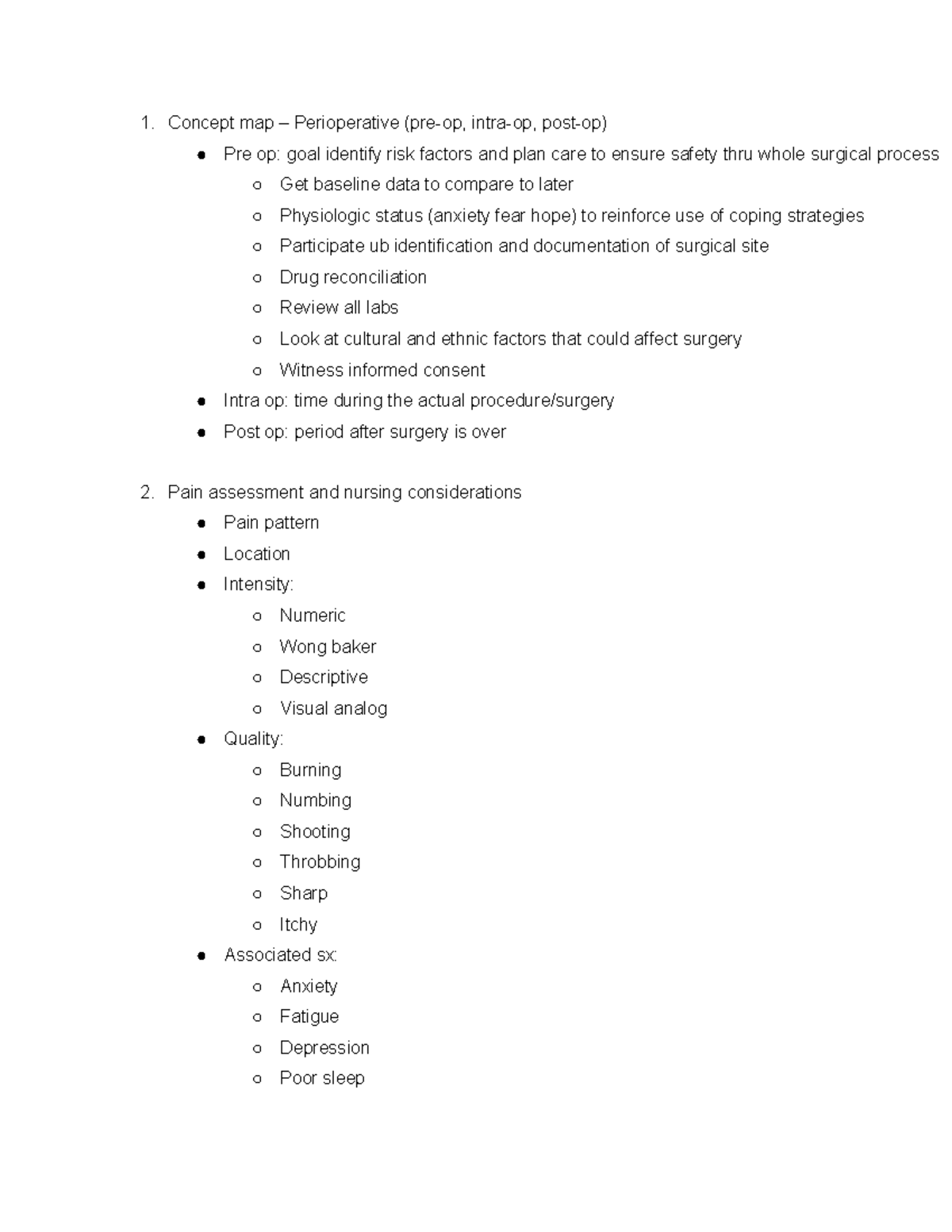 Nursing Study Guide 5: Perioperative Considerations and Pain Management ...