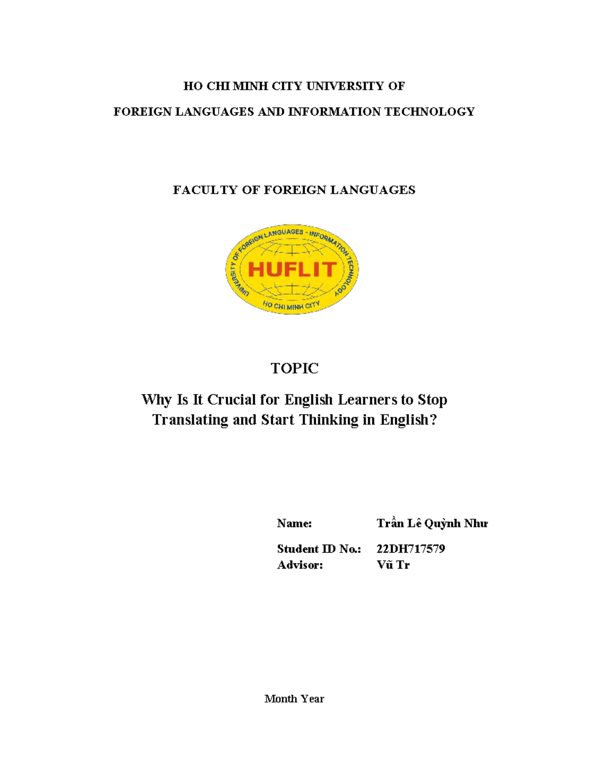 Outline Term Paper: Why English Learners Should Think in English ...