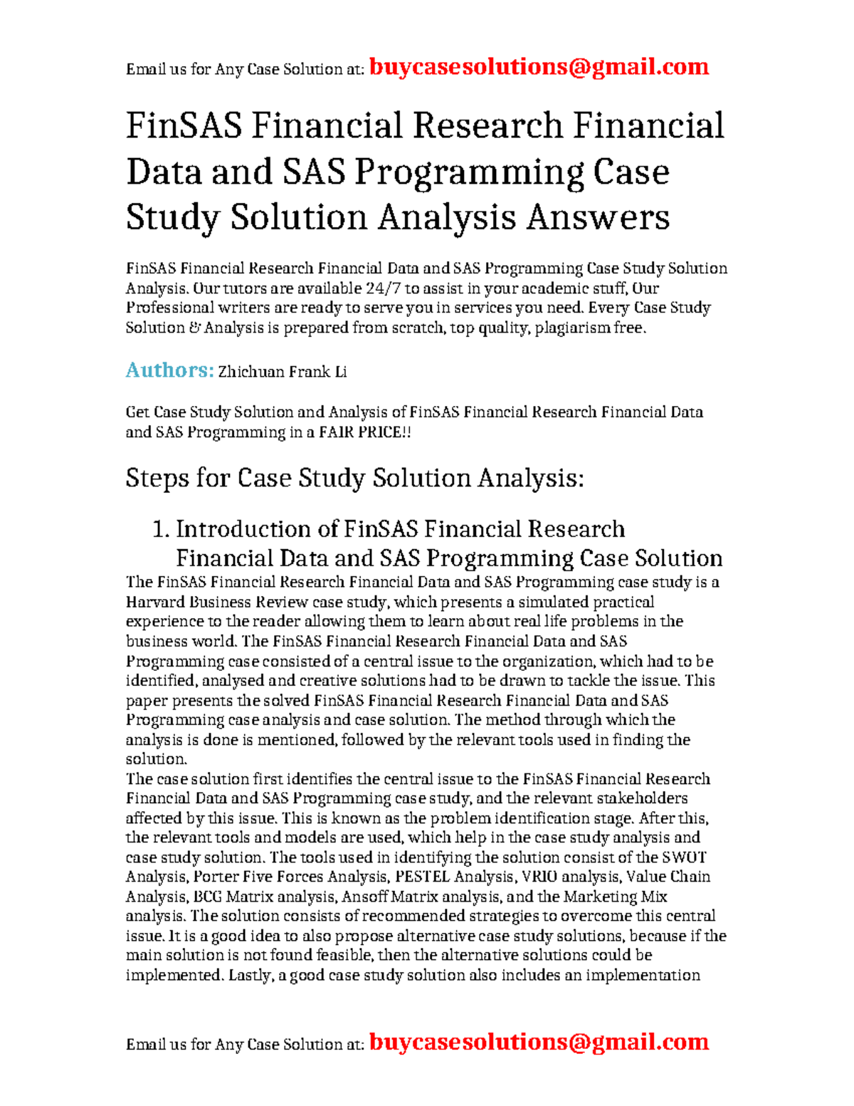 Case Solution FinSAS Financial Research Financial Data and SAS ...