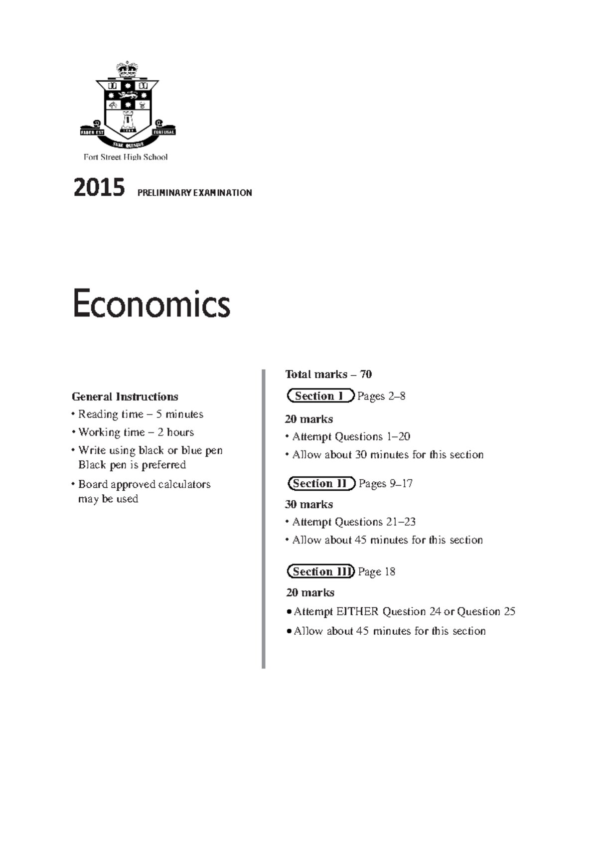 2015 ECO 11 Preliminary Exam - Economics Total Marks 70 - Studocu