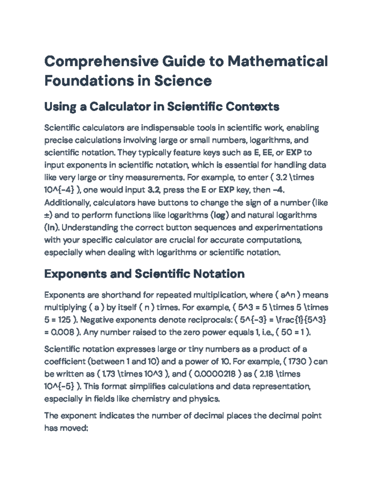 Mathematical Foundations in Science: A Comprehensive Calculator Guide ...