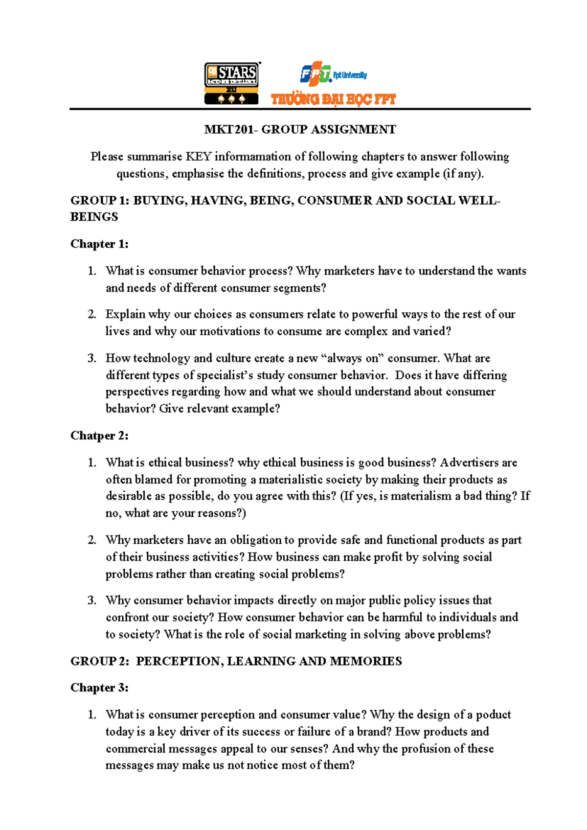 MKT201-Group Assignment- Fall 2023 - MKT201- GROUP ASSIGNMENT Please ...