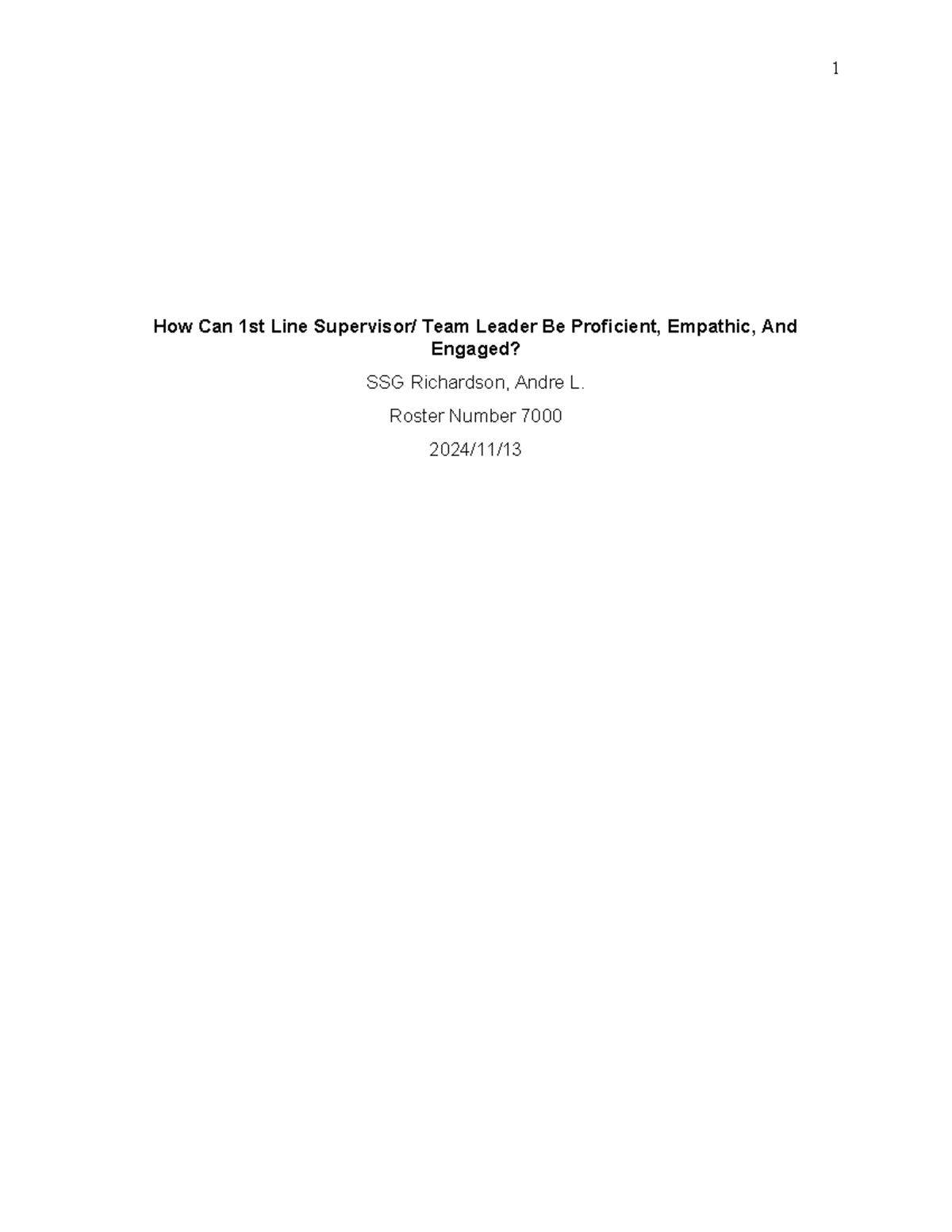 1st Line Supervisor Leadership: Proficiency, Empathy & Engagement - Studocu