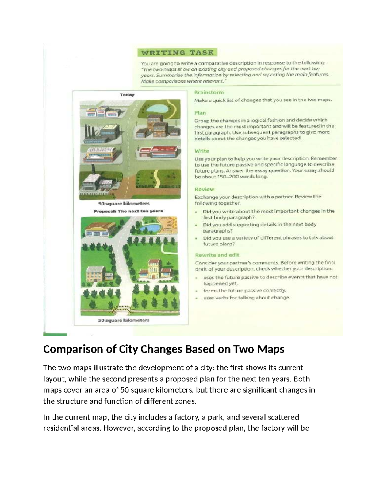Essay Unit 4: Comparison of City Changes Based on Two Maps - Studocu