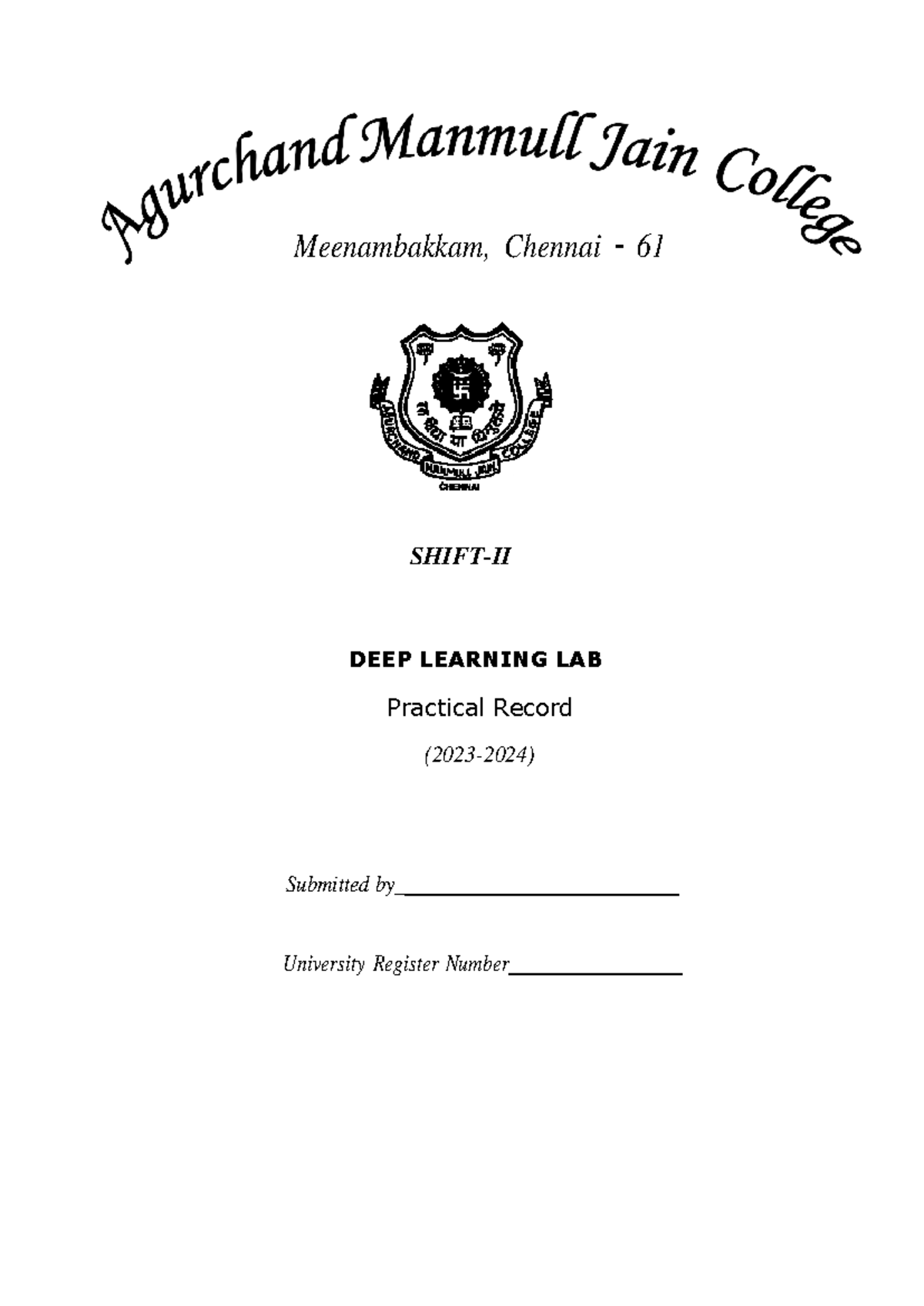DEEP Learning LAB Practical Record for 2023-2024 - Studocu