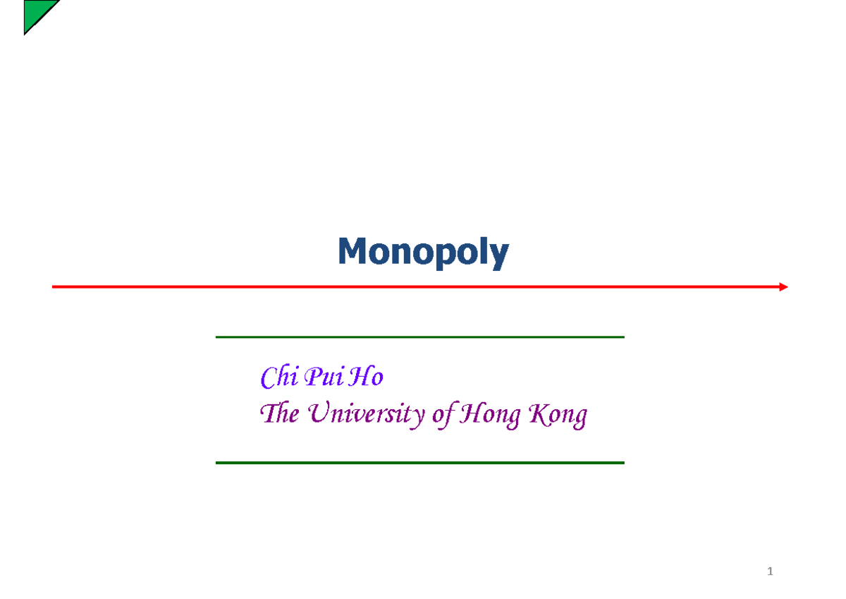 HCP11 - Monopoly Lecture Notes: Price, Quantity, and Market Power - Studocu
