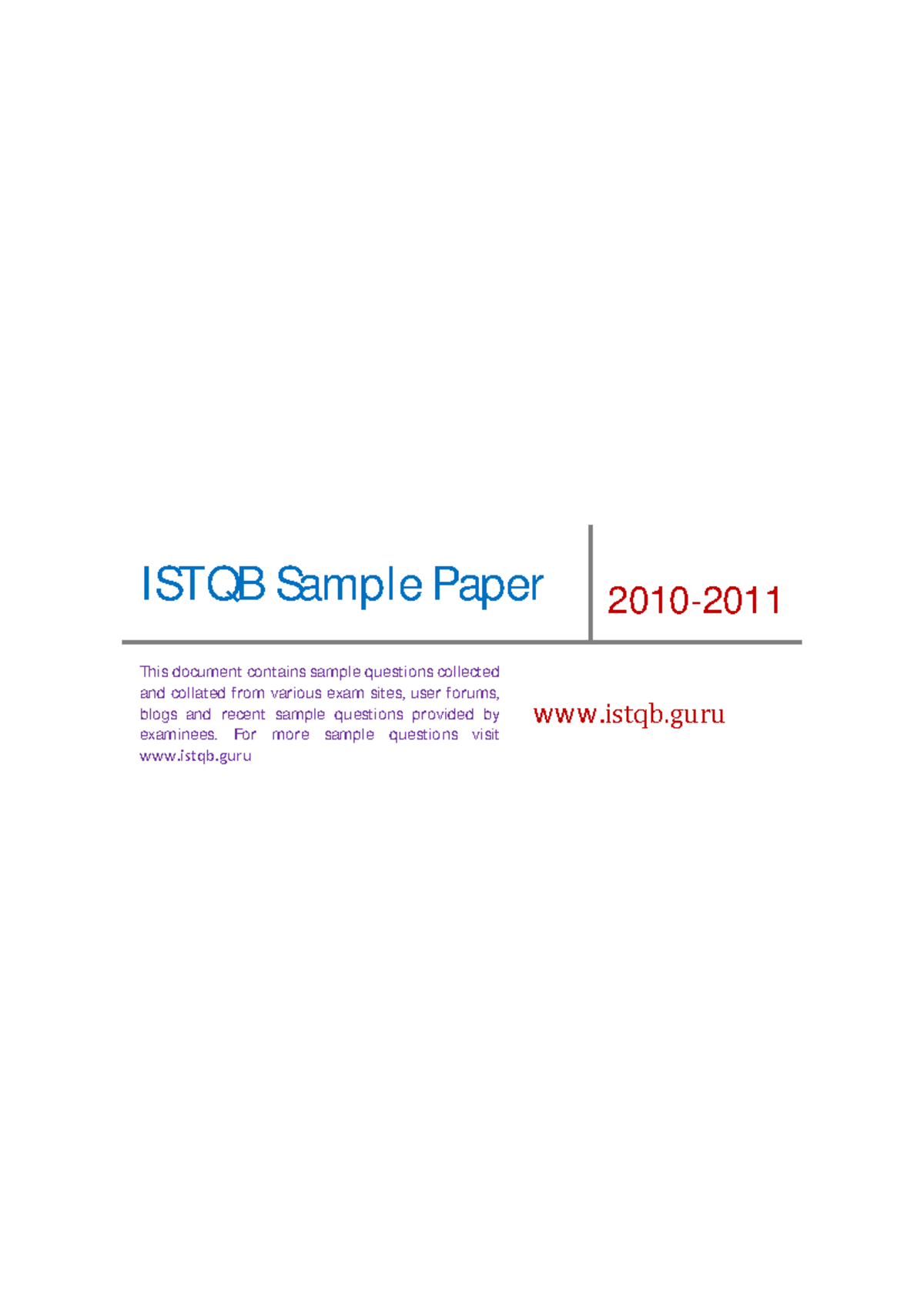 ISTQB 500 Sample Papers: Comprehensive Exam Questions Collection - Document Preview