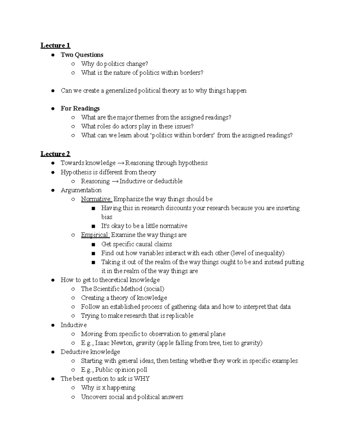 PO 101 - Lecture Notes: Understanding Political Change and Theory - Studocu