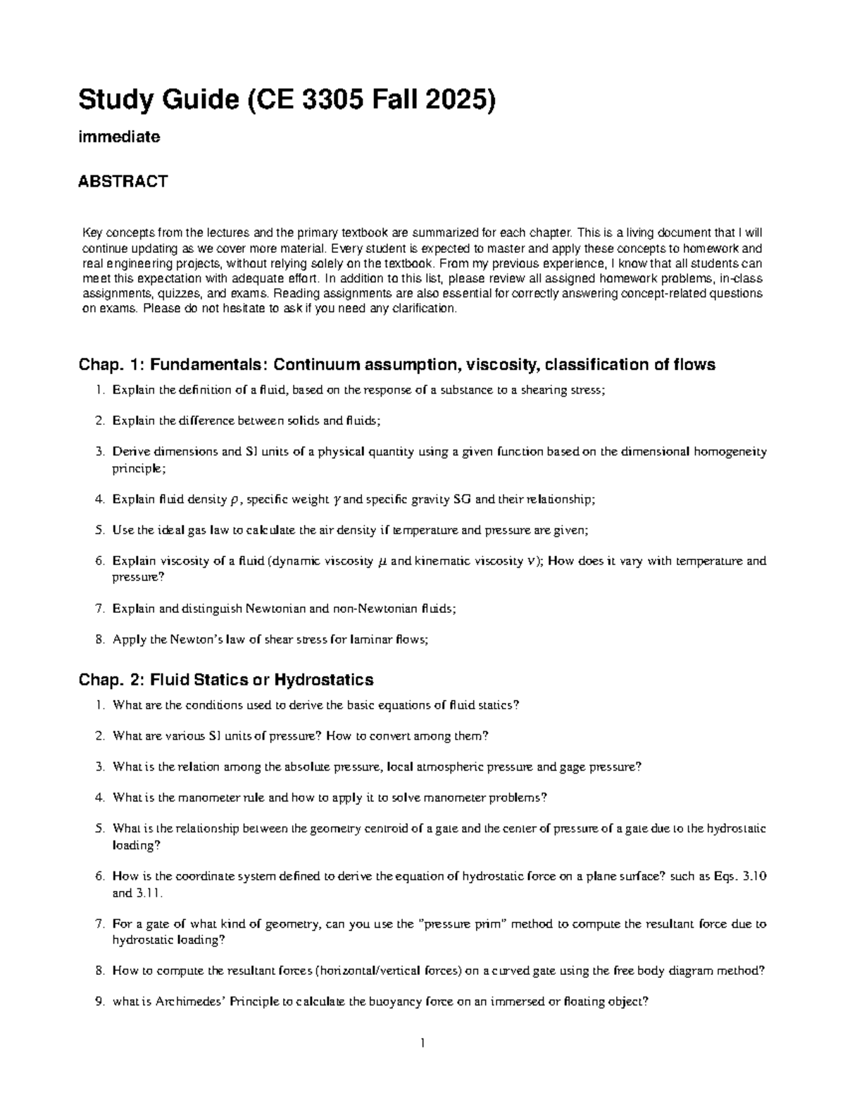 CE 3305 Study Guide: Key Concepts for Fall 2025 - Studocu