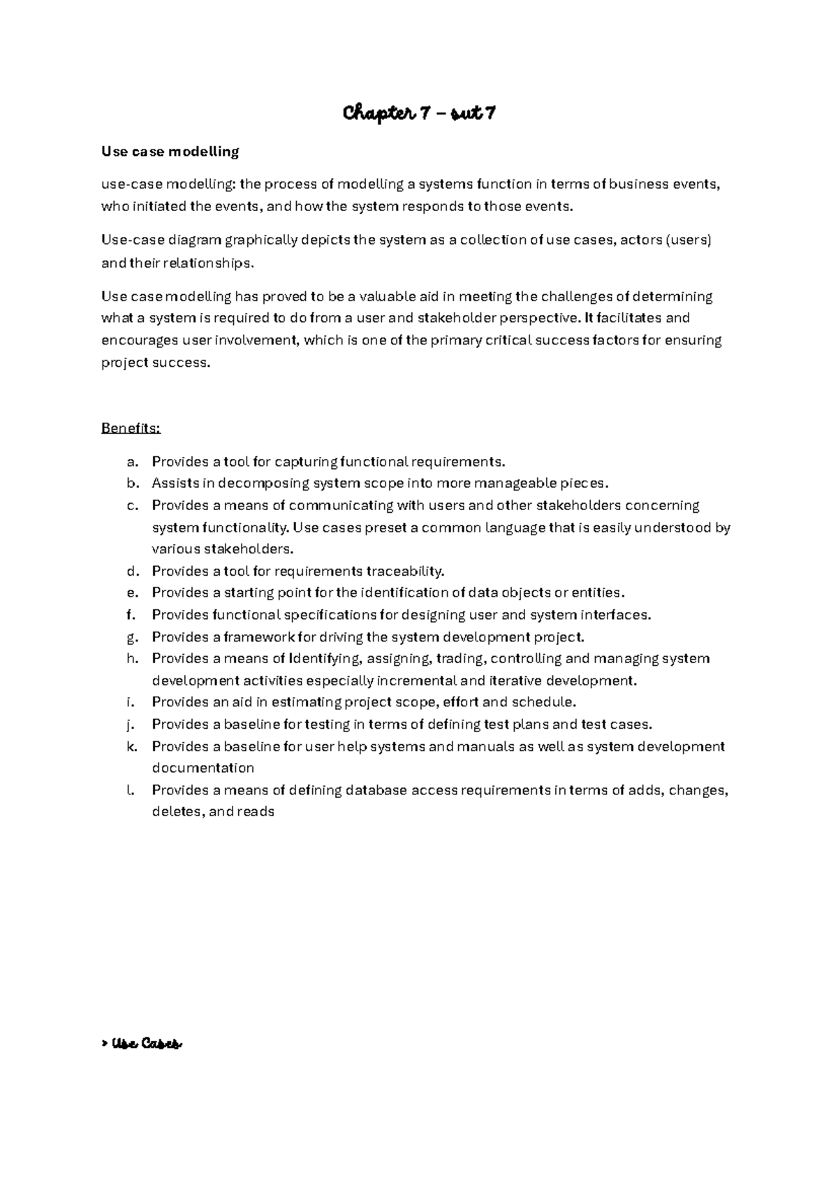 INF171 C7&8 - Use Case and Data Modelling Notes - Studocu