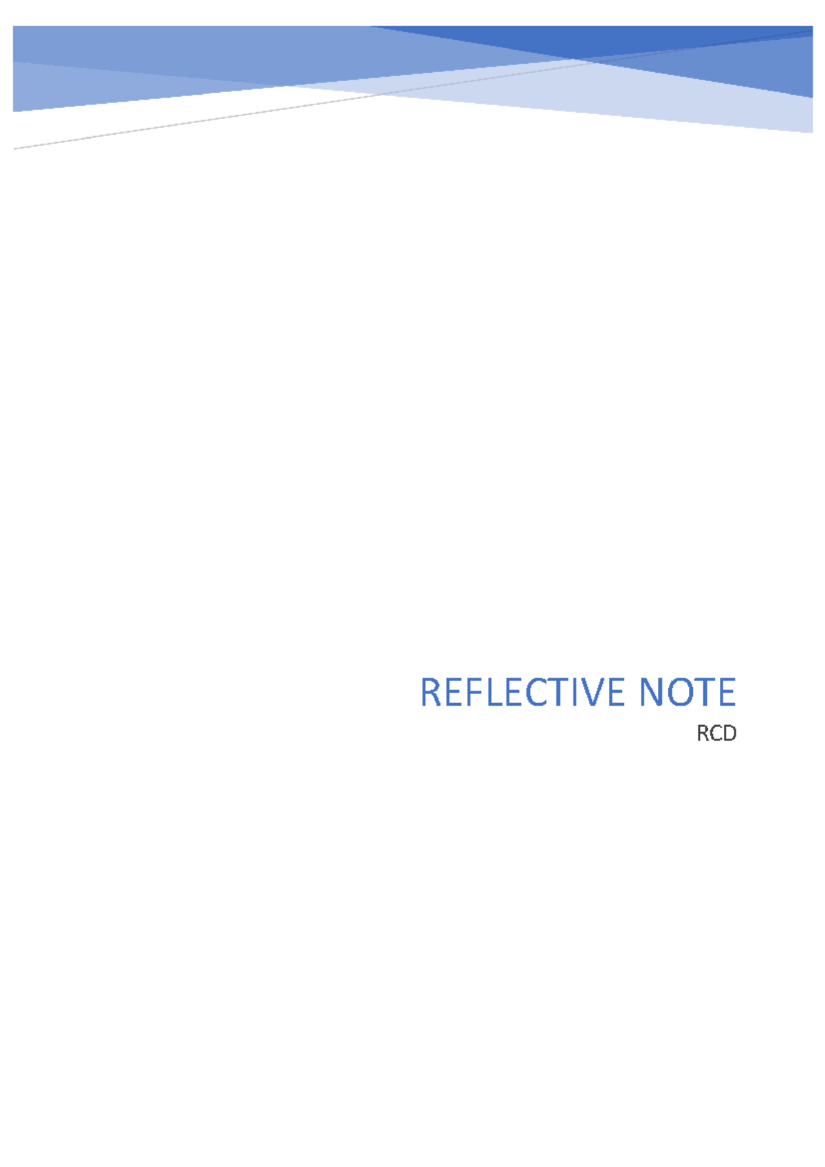 Reflective note - REFLECTIVE NOTE RCD Reflective Note The online ...