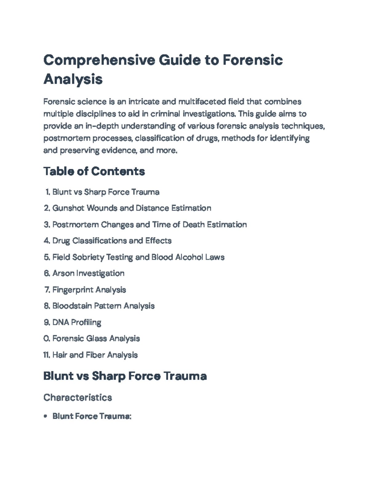 Forensic Science Exam (FS 101): Trauma, Evidence, and Analysis ...