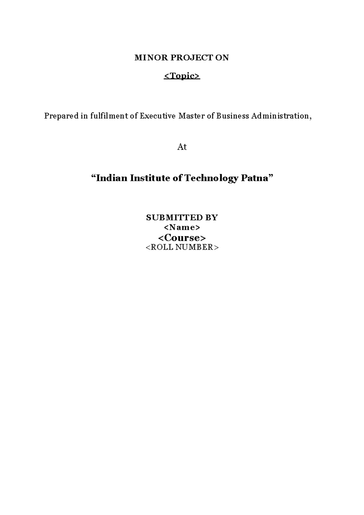 Mini Project Structure - MINOR PROJECT ON Prepared in fulfilment of ...