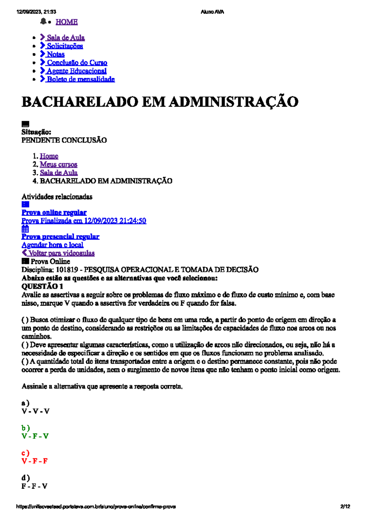 Prova Bacharelado em Administração - Estudo e Referências - Studocu