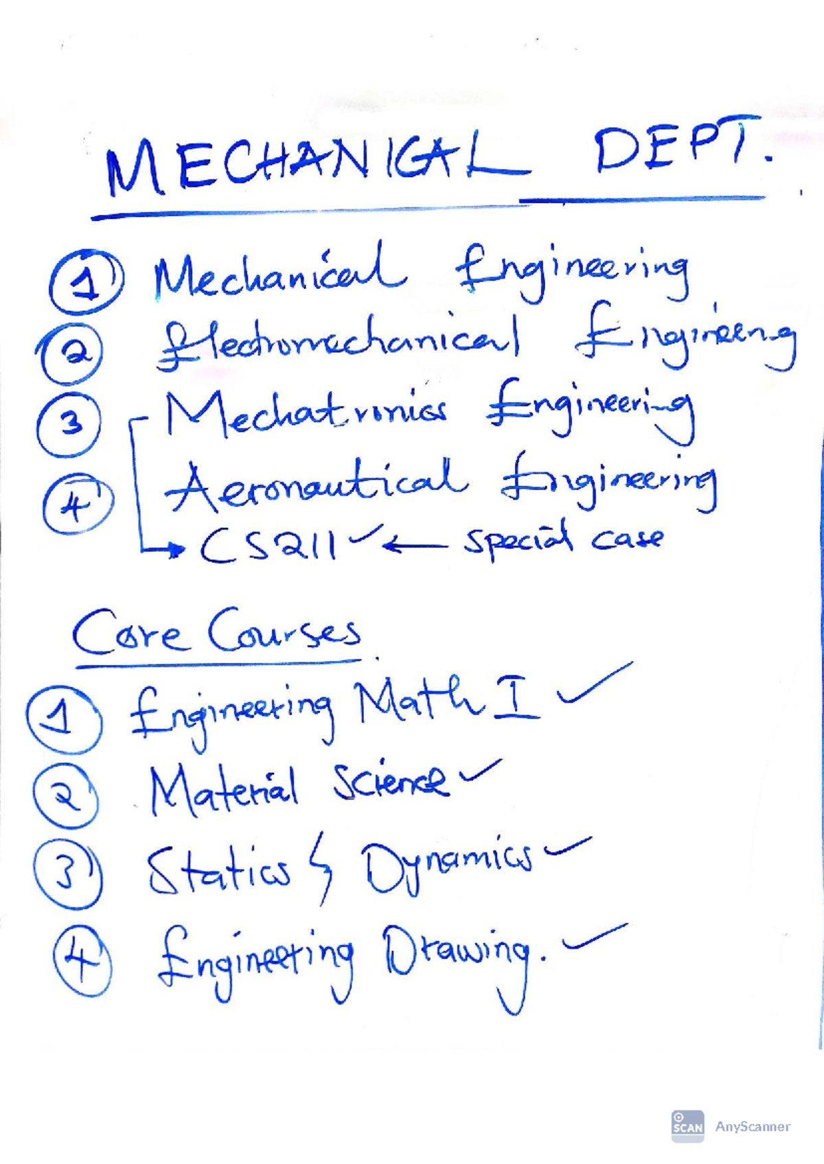 BENG Programs Overview: Core Courses in Mechanical & Electrical ...