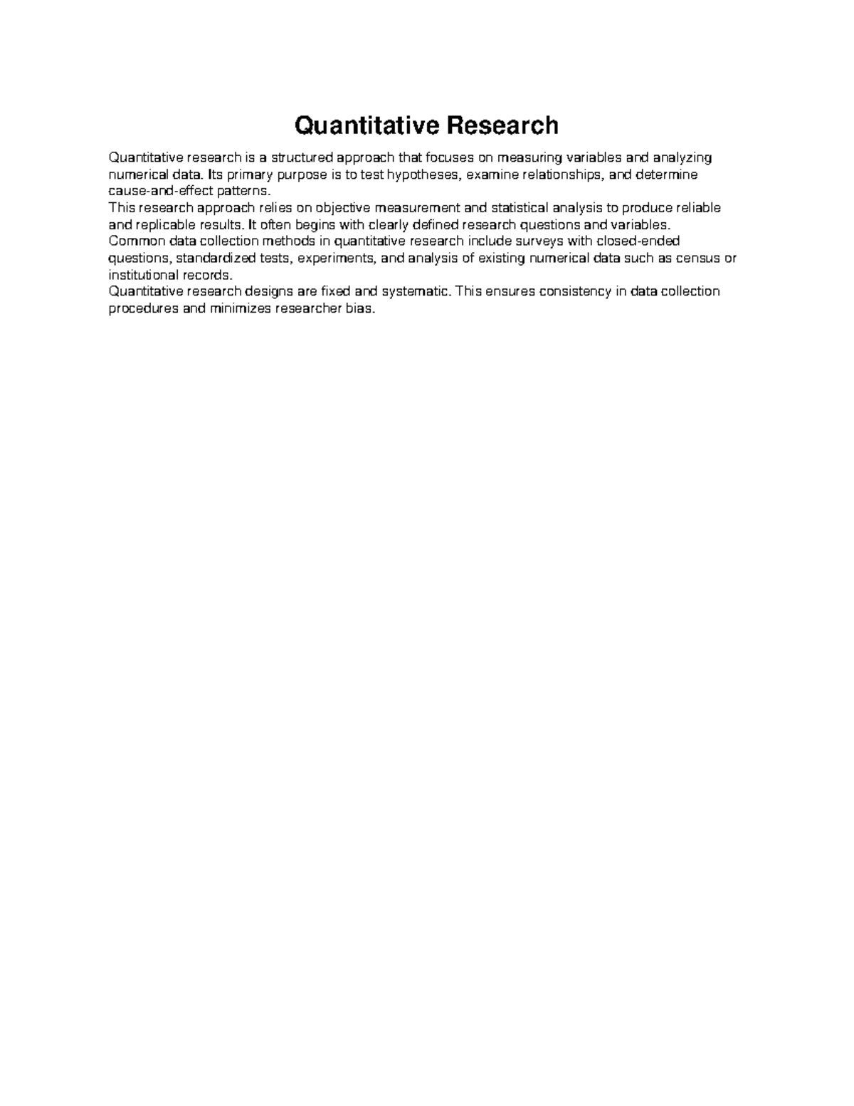 Quantitative Research Overview: Methods and Applications - Studocu