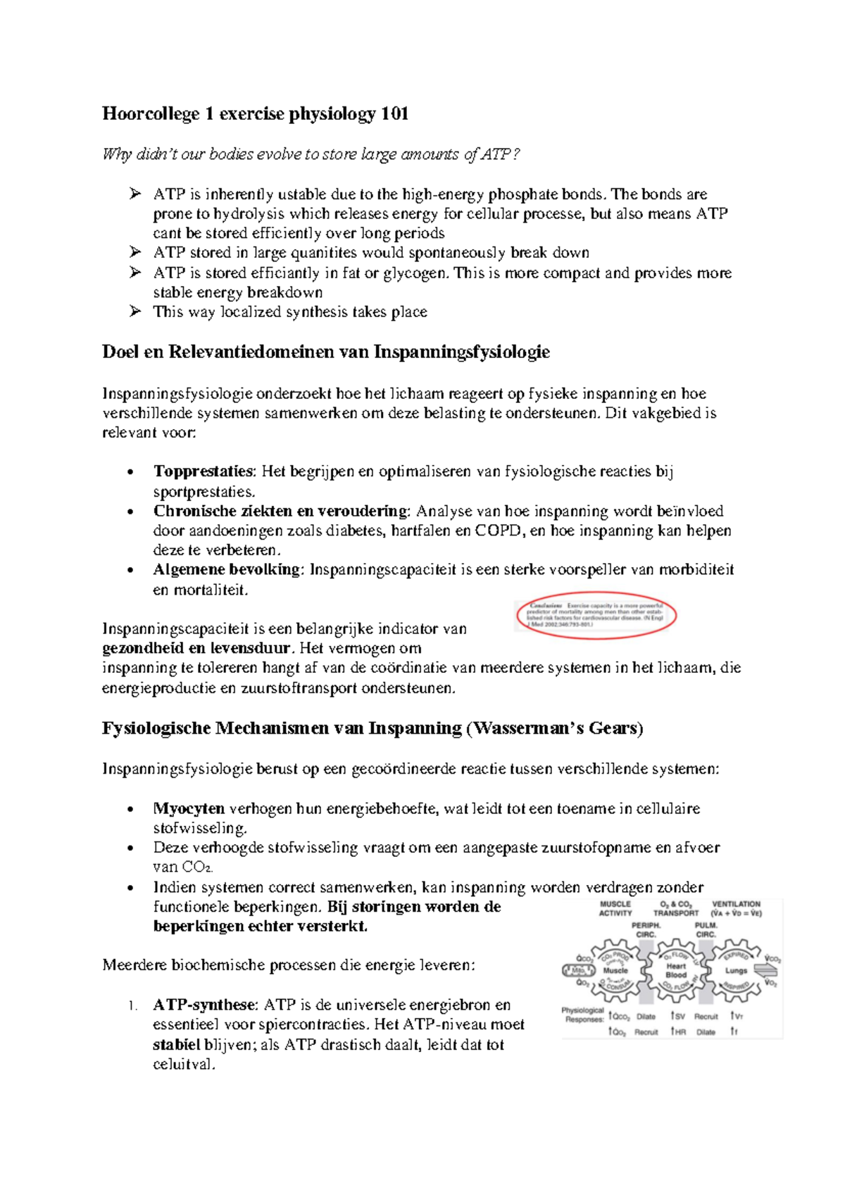 Hoorcollege 1: Fysiologie van Inspanning en ATP-Productie (EXPHYS 101 ...