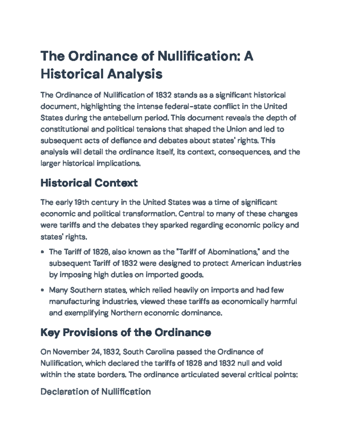 The Ordinance of Nullification: Analyzing its Historical Significance ...