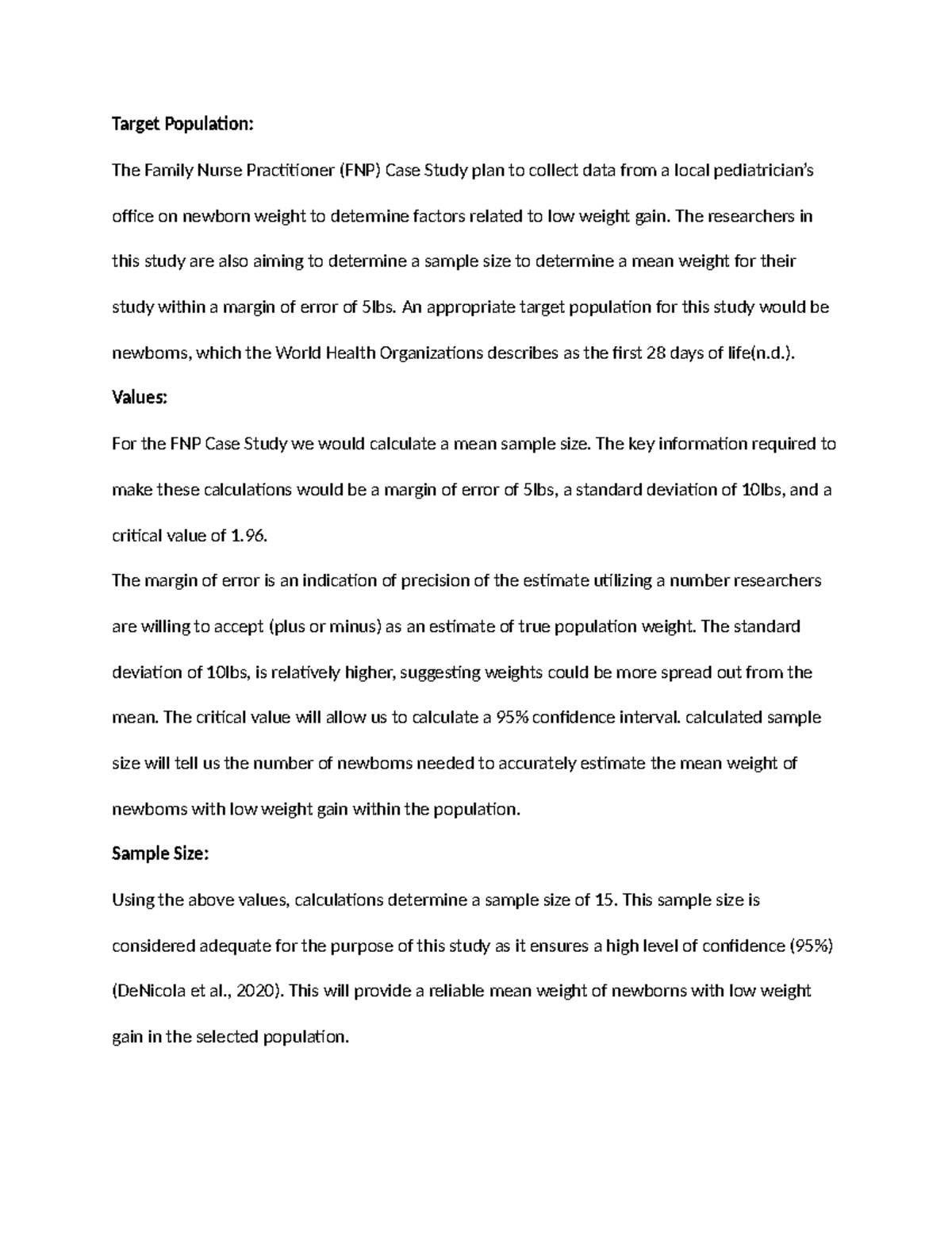 FNP Case Study: Newborn Weight Gain Analysis and Sample Size ...