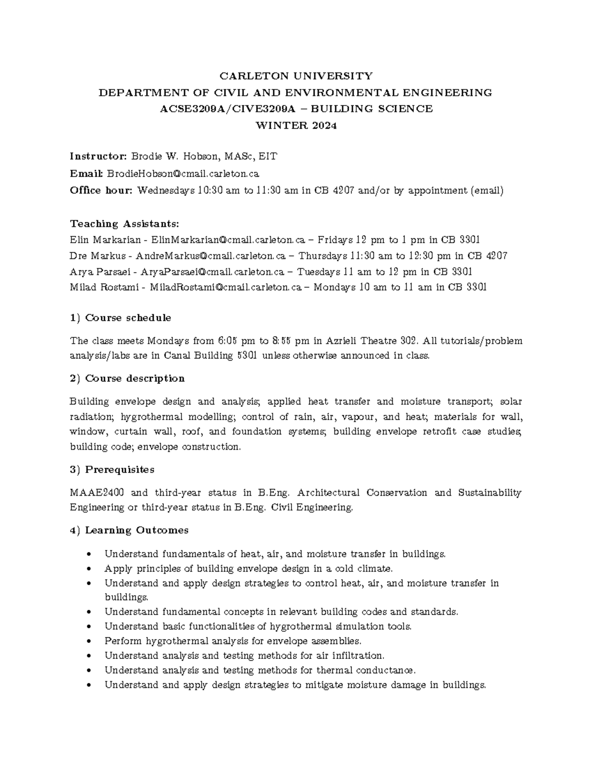 ACSE3209 Course Outline - CARLETON UNIVERSITY DEPARTMENT OF CIVIL AND ...