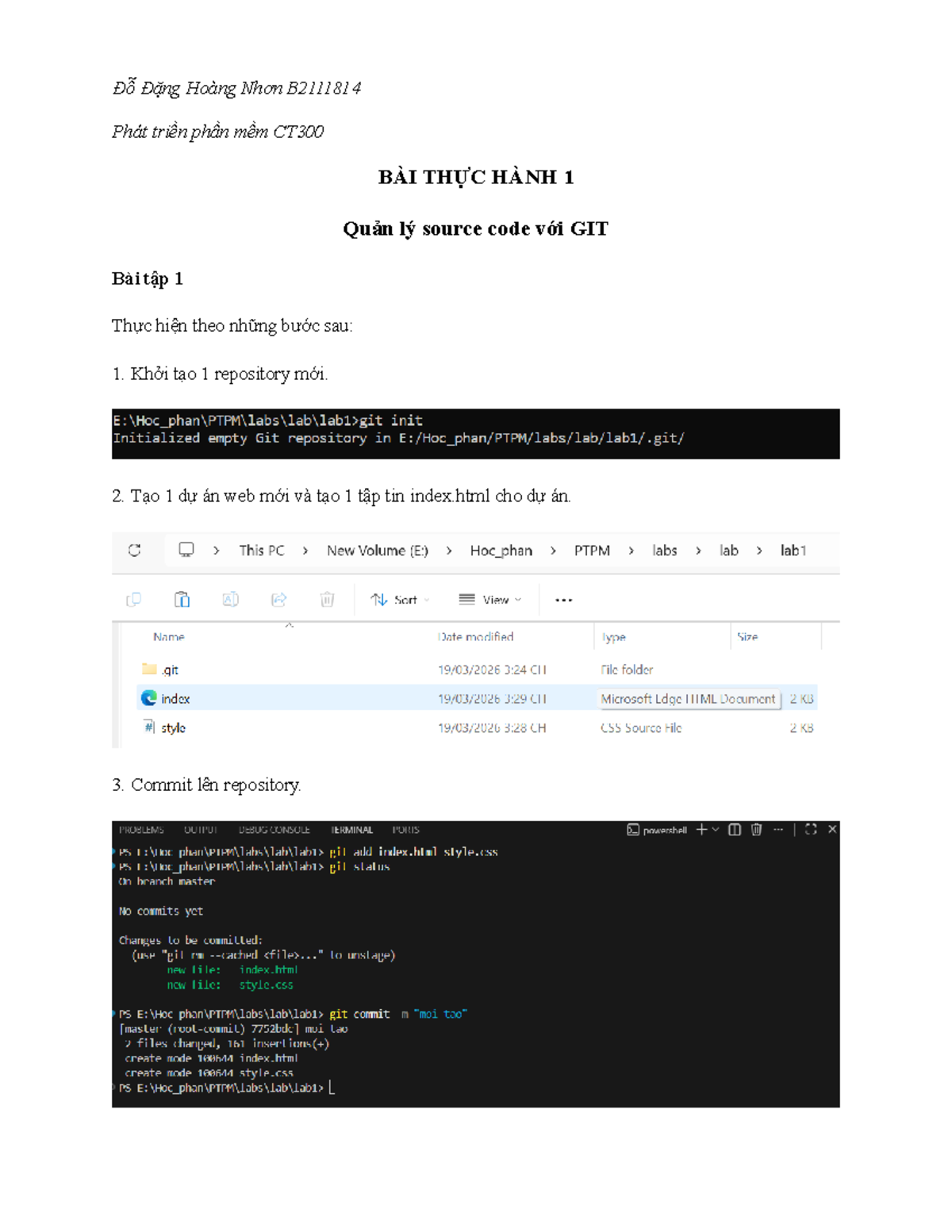 CT300 Lab 1: Quản Lý Source Code với GIT và Github - Studocu