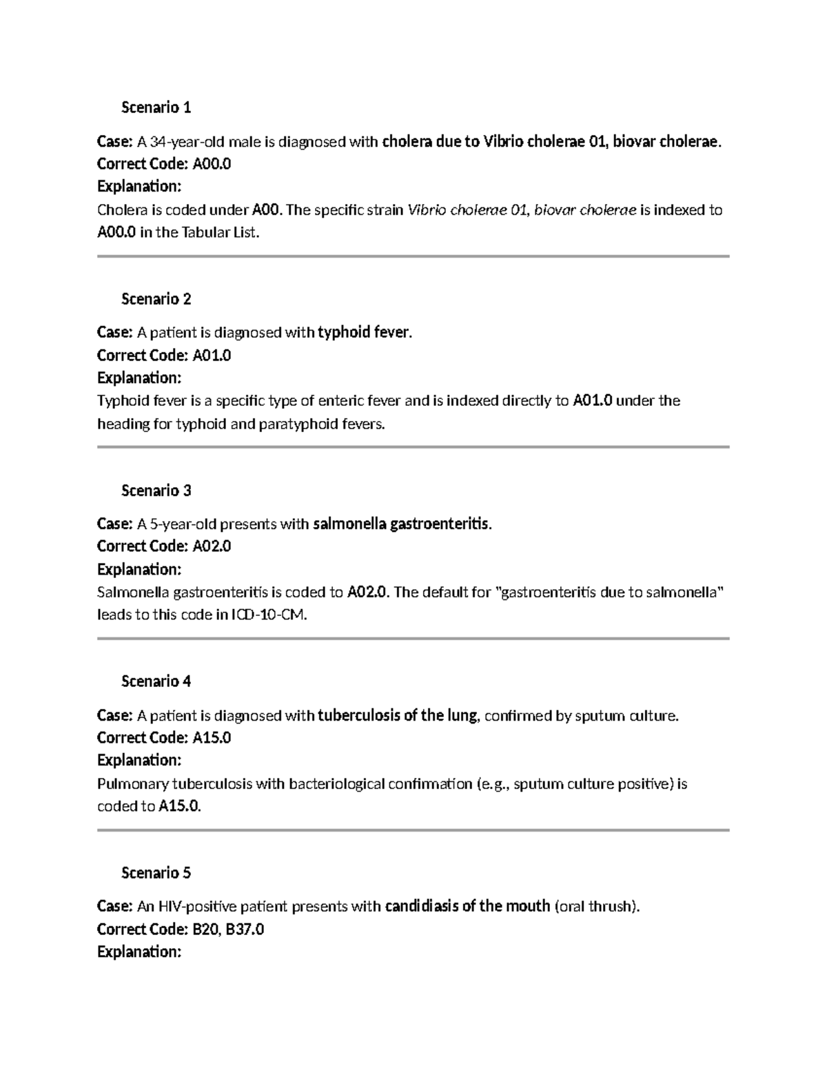 Chapter 1 ICD Case Scenarios Answers: Coding Explanations and ...