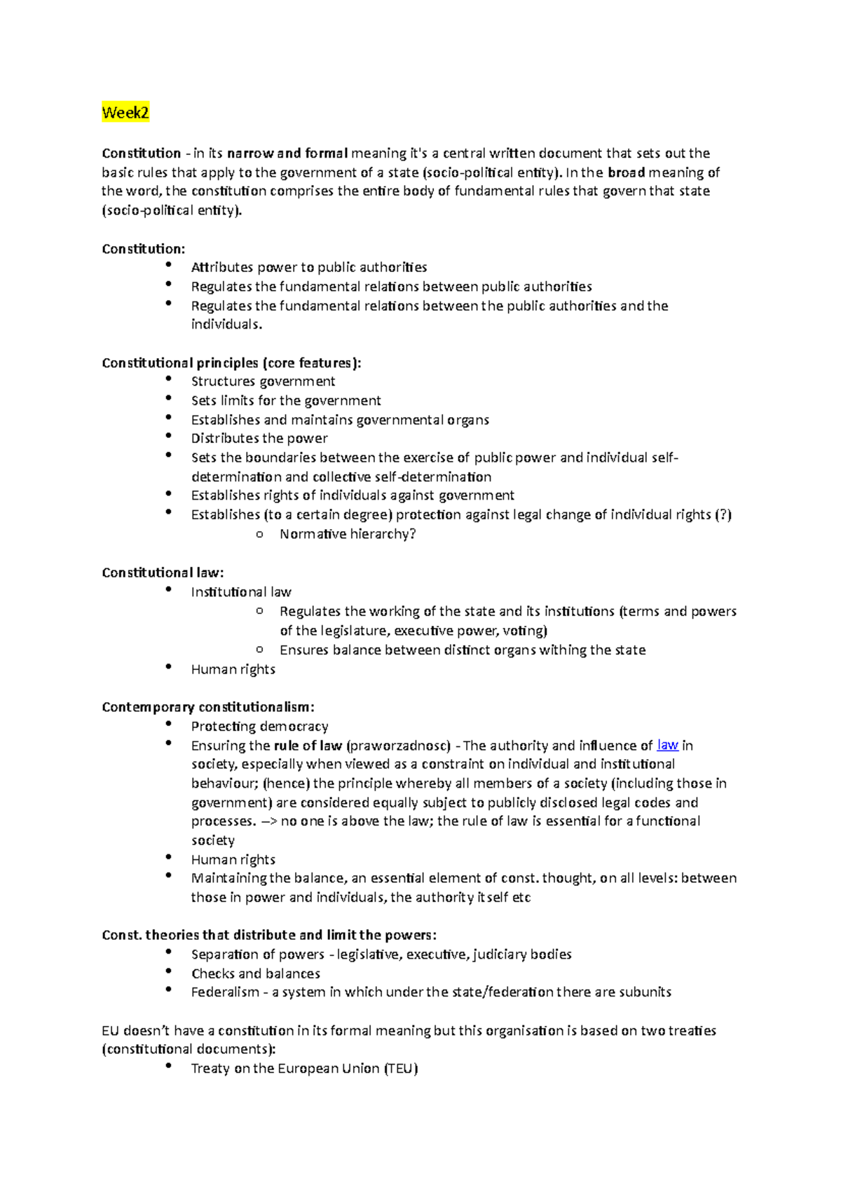 Constitutional Law Notes (CL 101): Key Principles and Contemporary ...