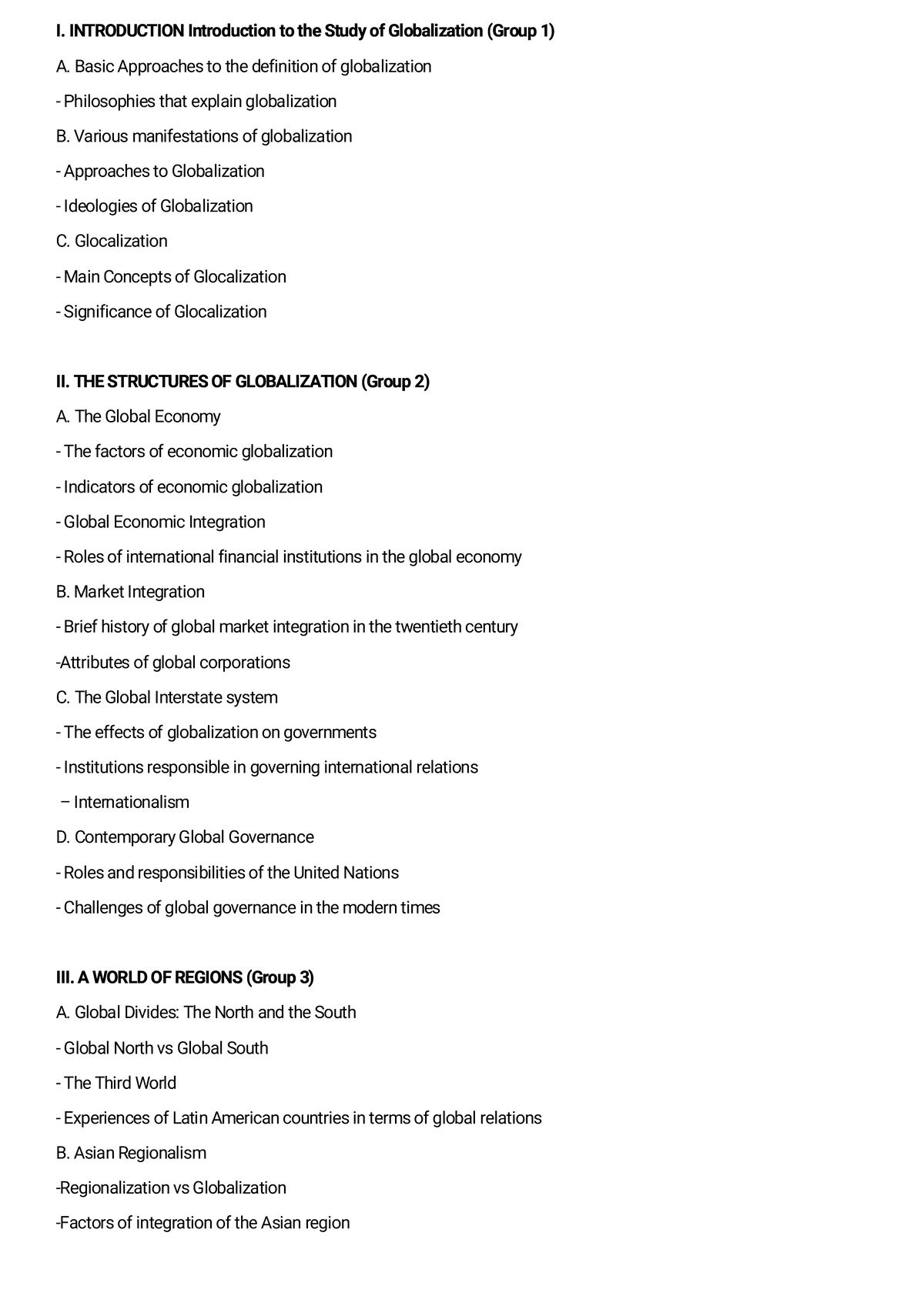 TCW-Topics: A Comprehensive Review of Globalization Concepts - Studocu