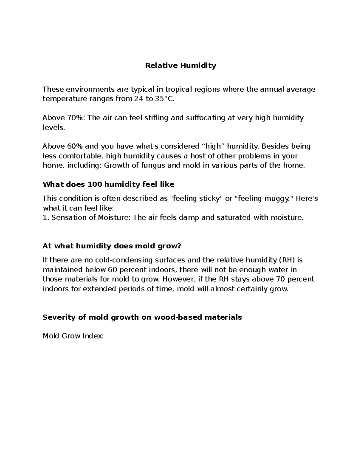 Understanding Relative Humidity and Its Effects on Comfort and Mold ...