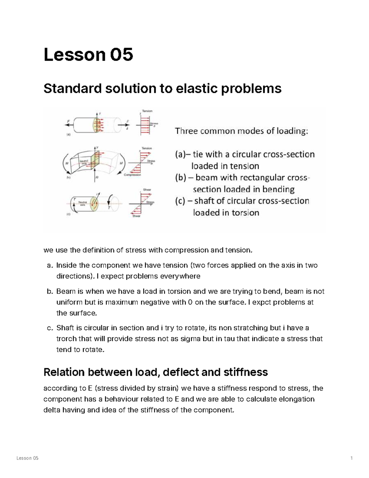 Lesson 05: Standard Solutions for Elastic Problems in Materials ...