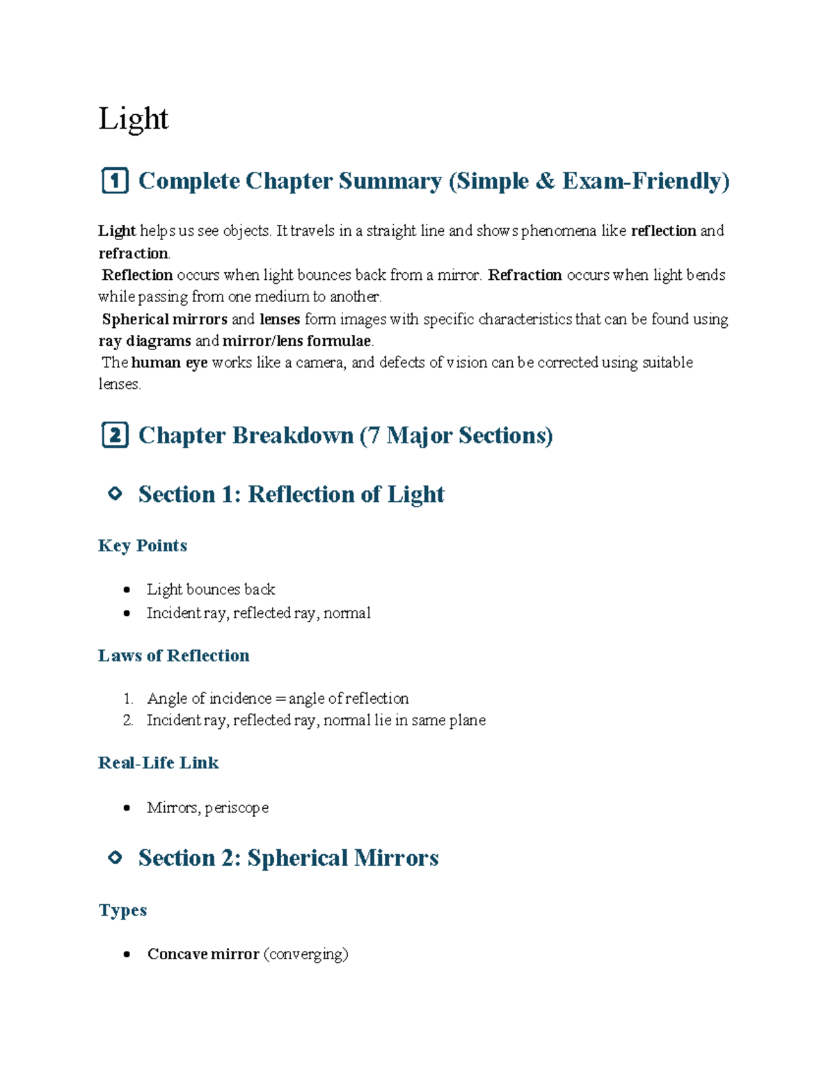 Physics - Light and Electricity Chapter Summary (wncjiu) - Studocu