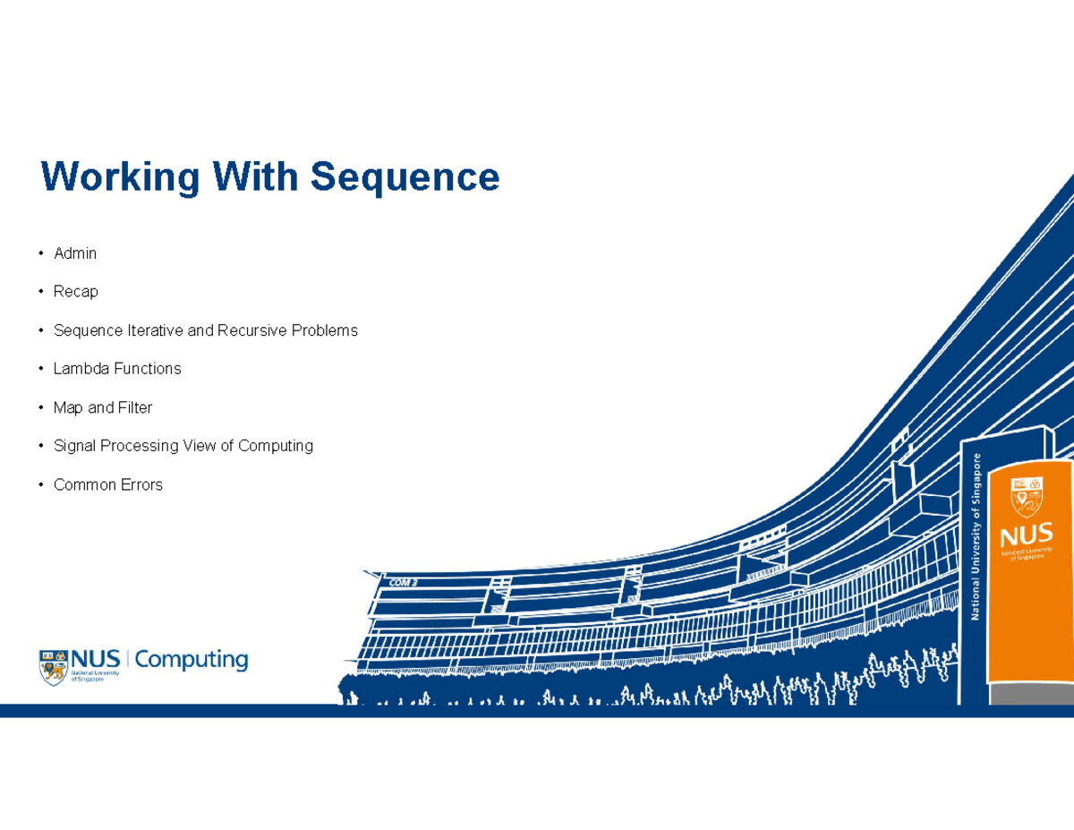 Lecture 7: Working with Sequences - Iterative & Recursive Methods - Studocu