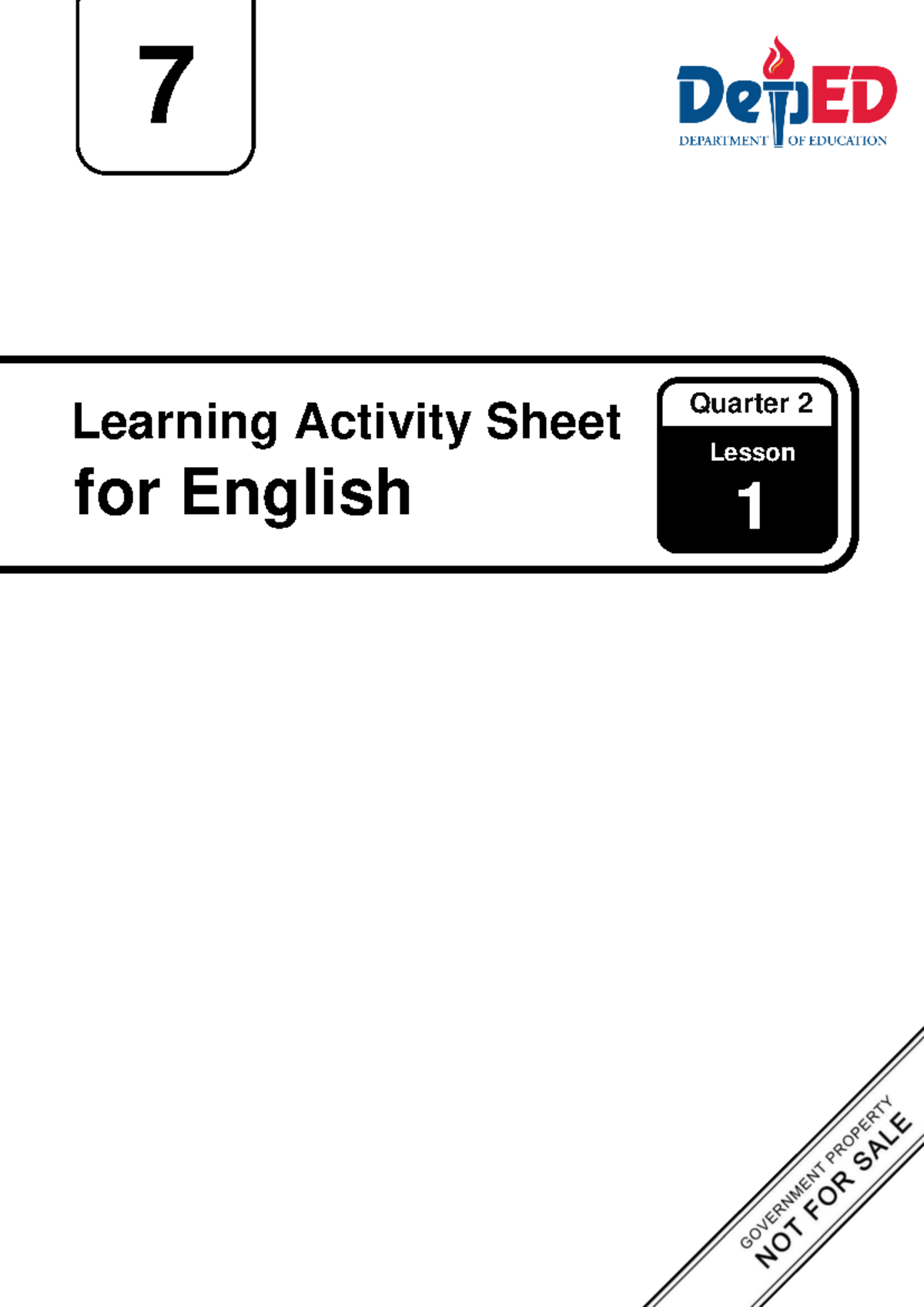 Q2 WS for English 7: Lesson 1 Activity Sheet (Week 2) - Studocu