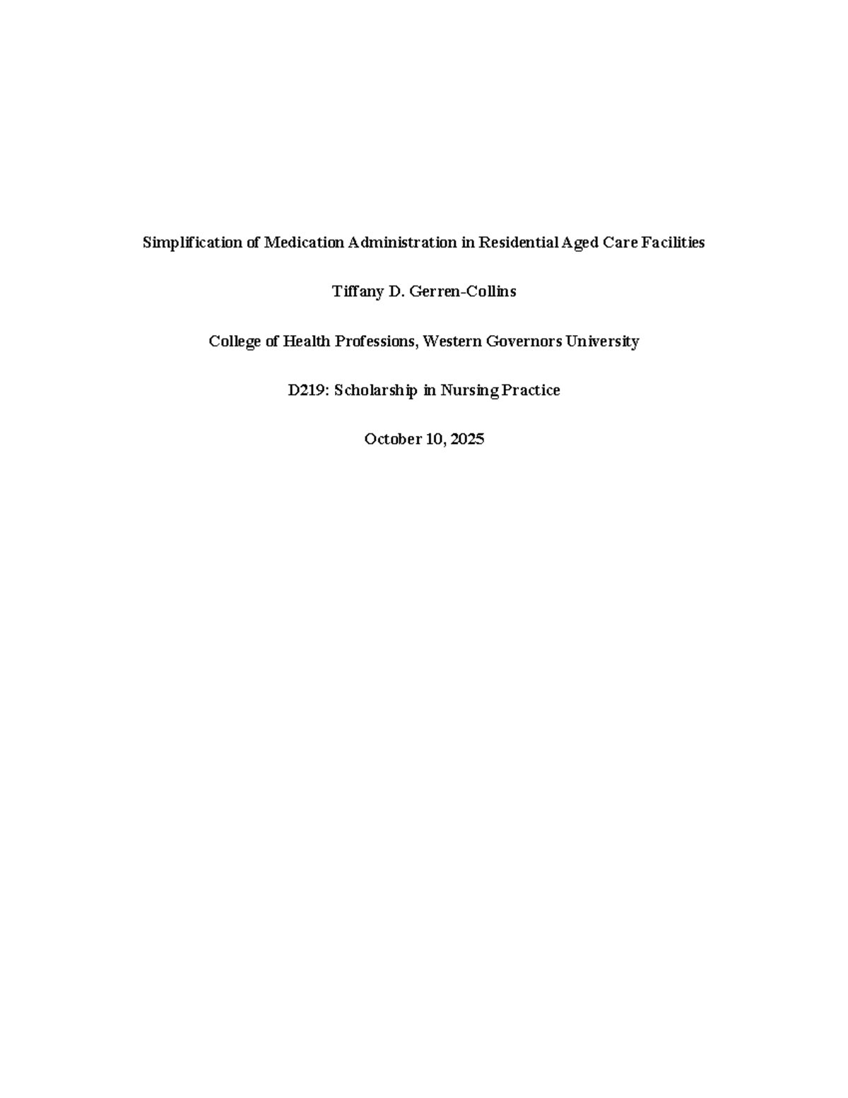 D219: EBP Paper on Medication Administration Simplification in Aged ...