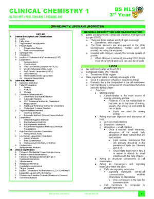 Lecture 1 - Introduction to Clinical Chemistry - Studocu