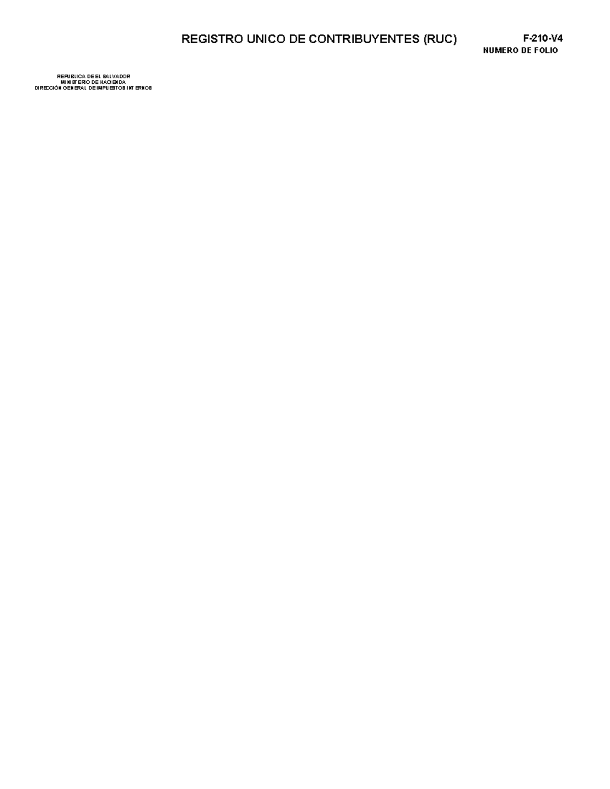 Formato F210-V4 - Registro Único de Contribuyentes (RUC) de El Salvador ...