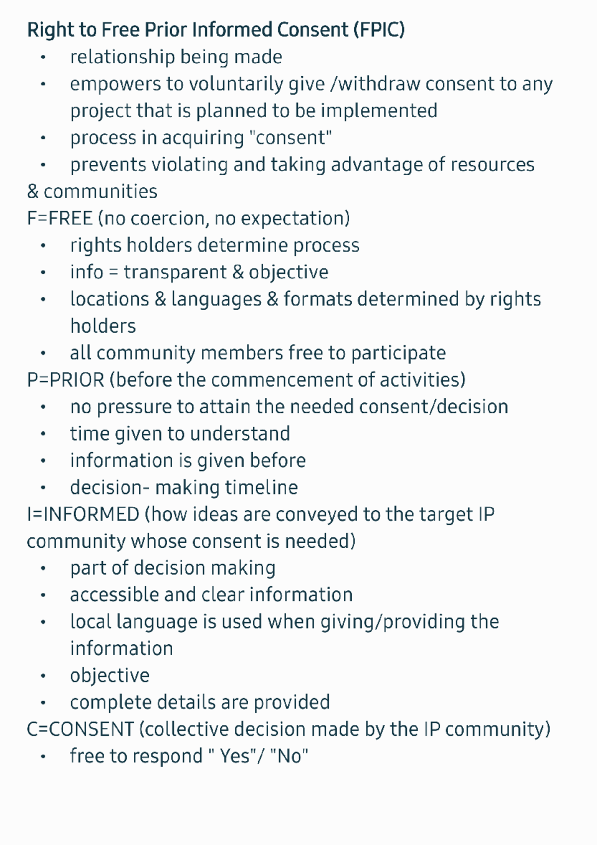Right to Free Prior Informed Consent (FPIC) - 260504 085622 - Studocu